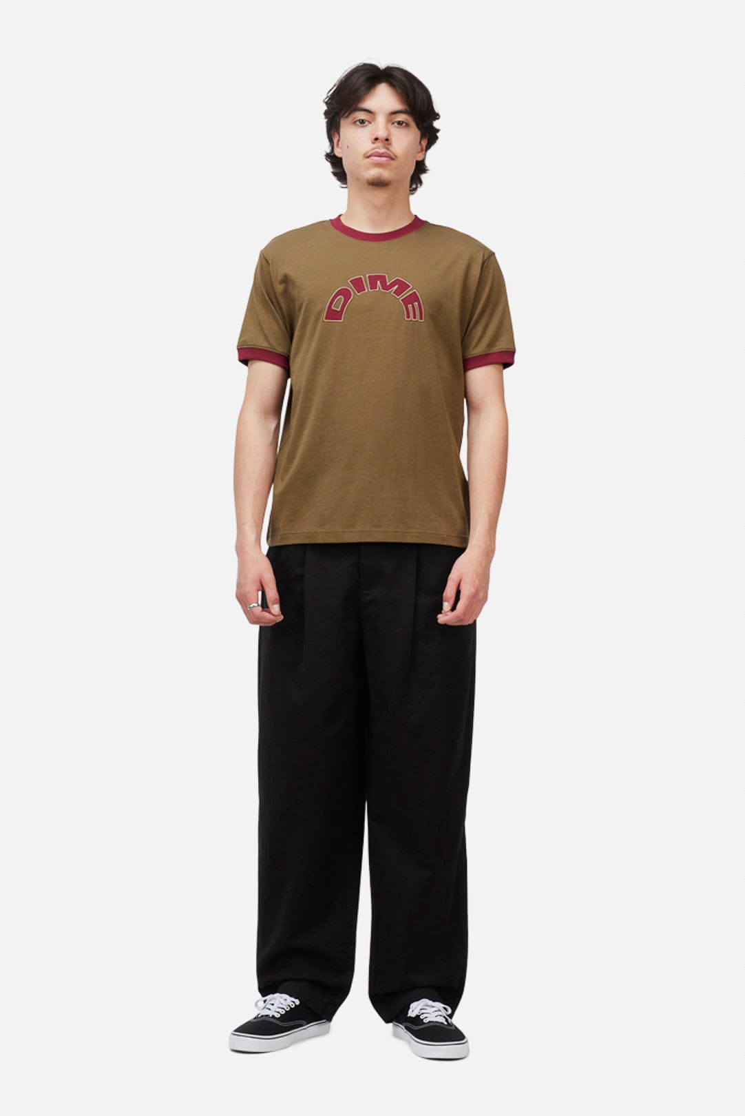 Dime MTL Arch Ringer T - Shirt – Brown