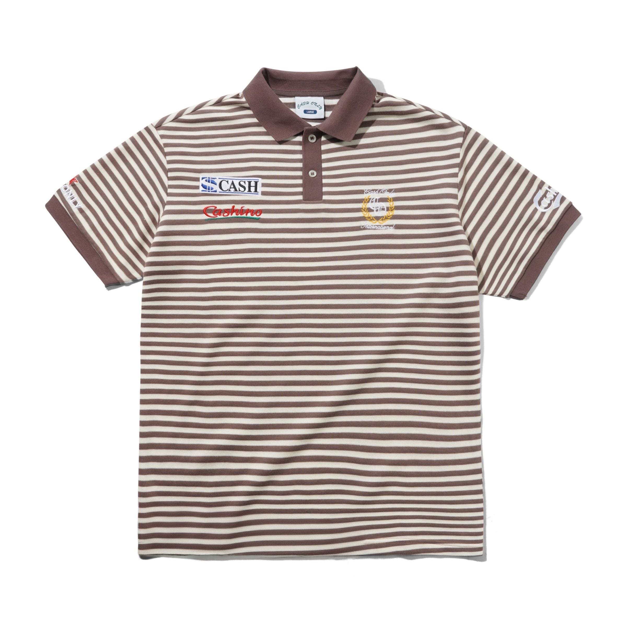 Cash Only Nada Polo – Brown Stripe