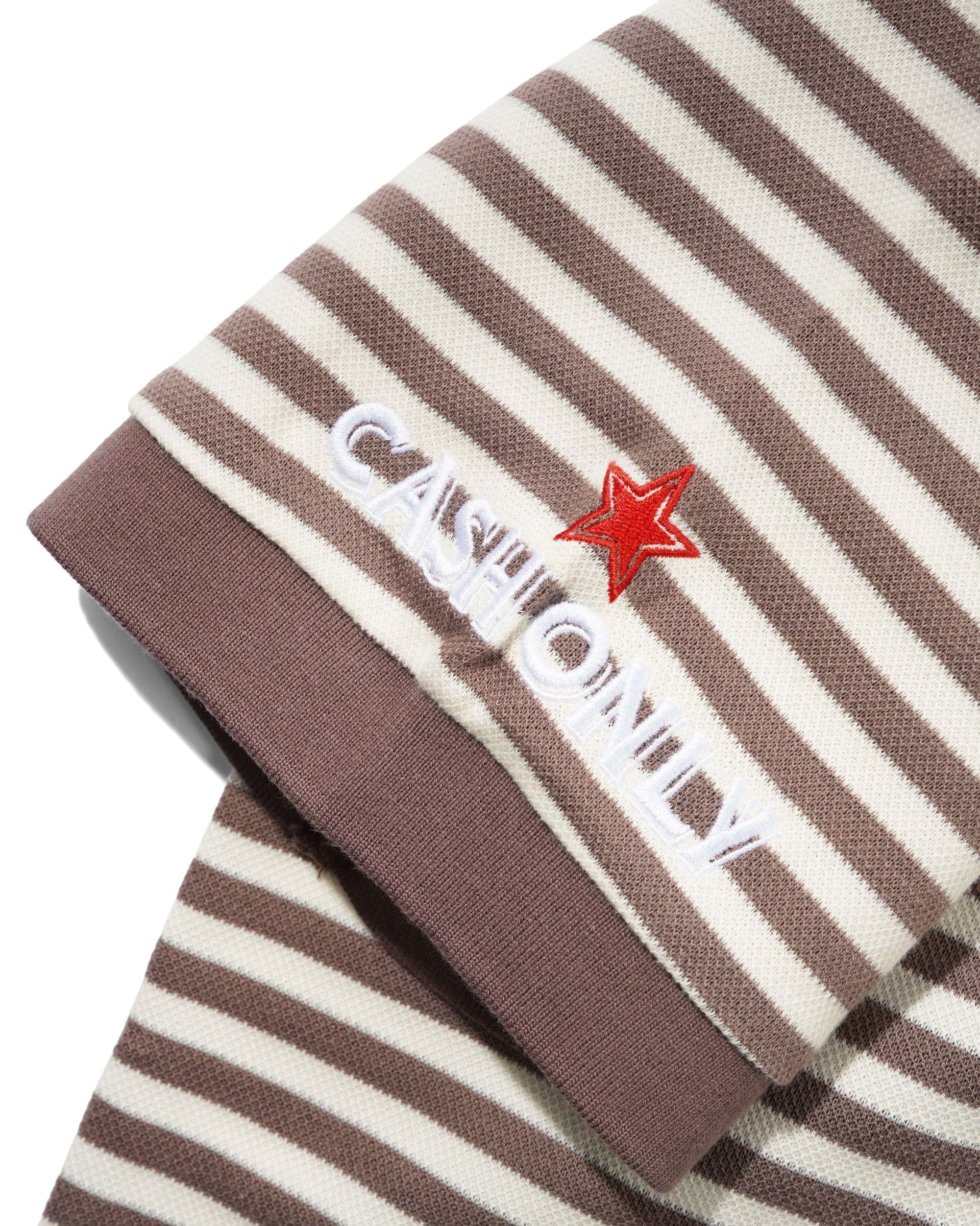 Cash Only Nada Polo – Brown Stripe