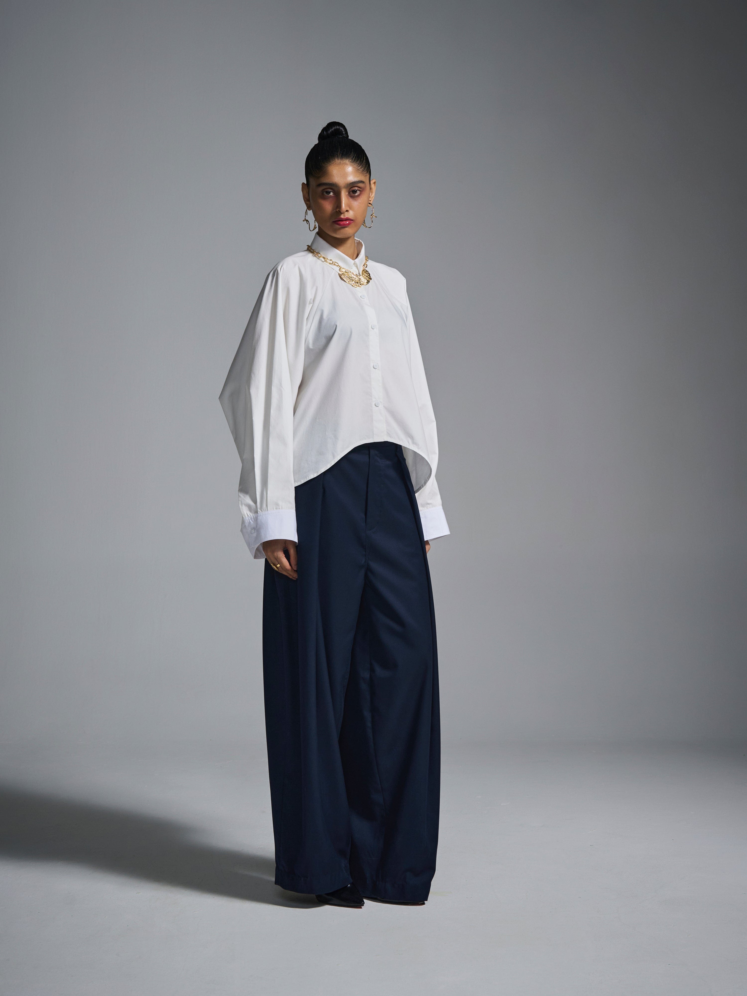 WHITE* Cropped oversized shirt - White