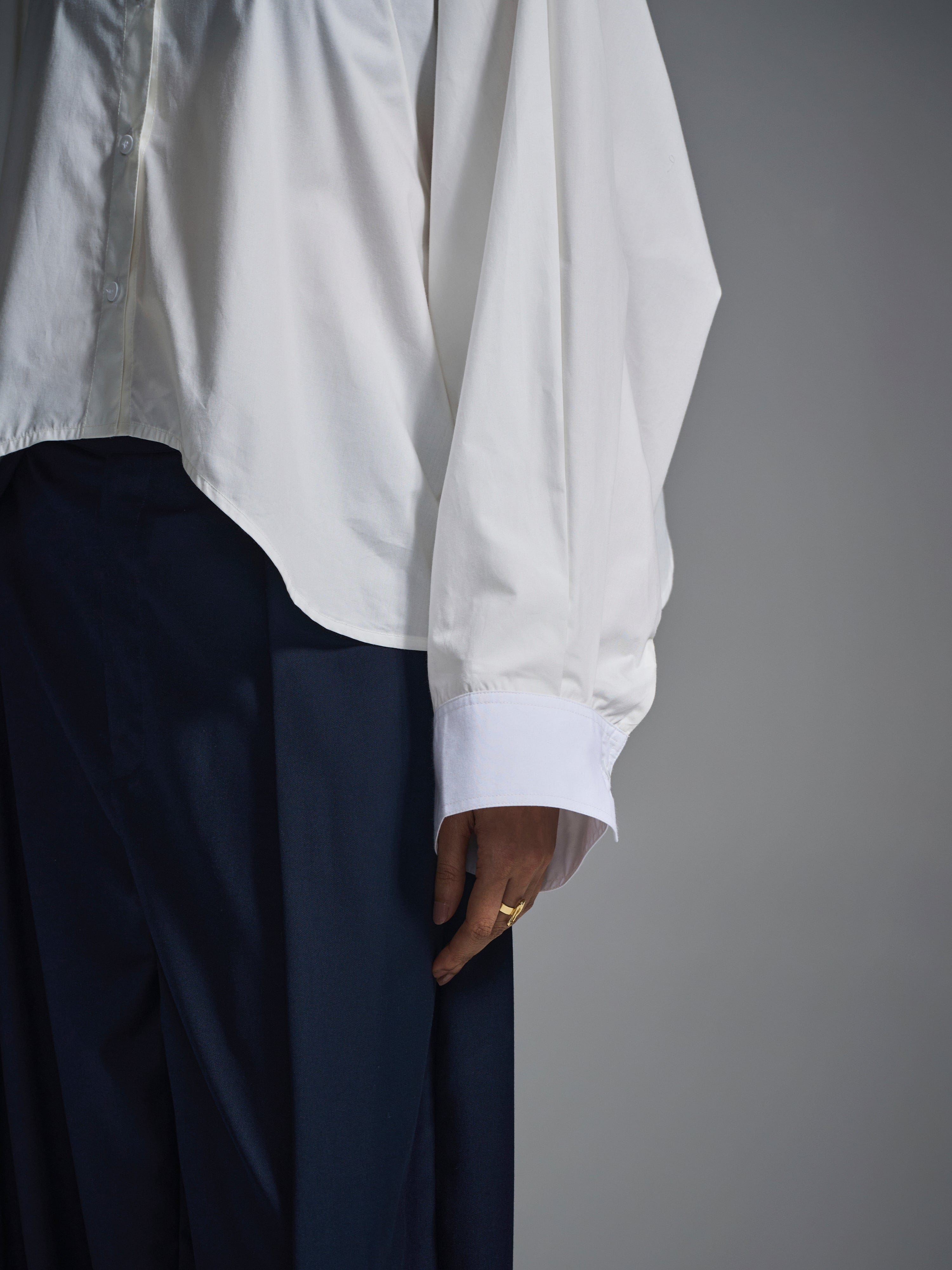 WHITE* Cropped oversized shirt - White