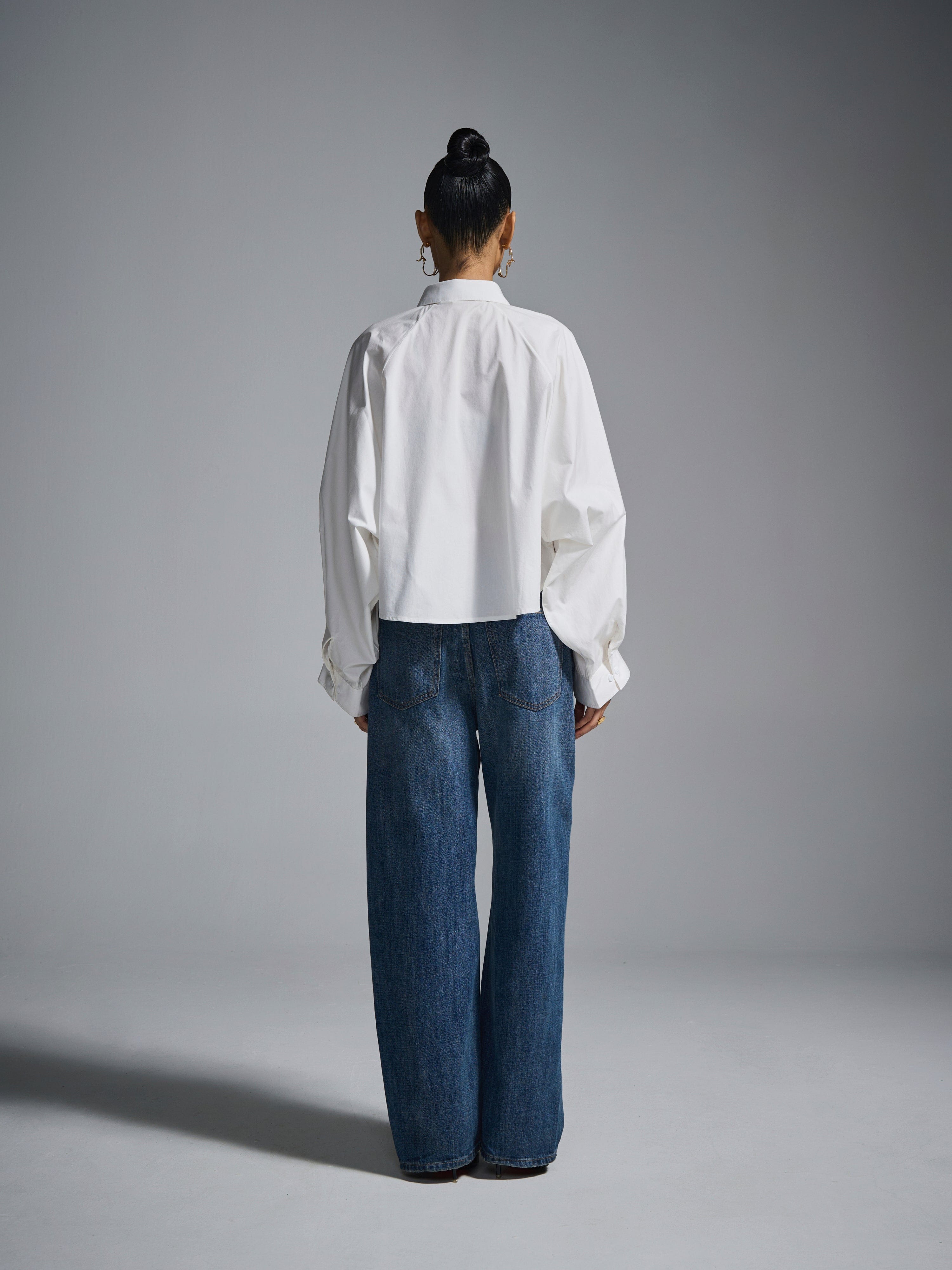 WHITE* Hand - embroidered Blood cropped shirt - White