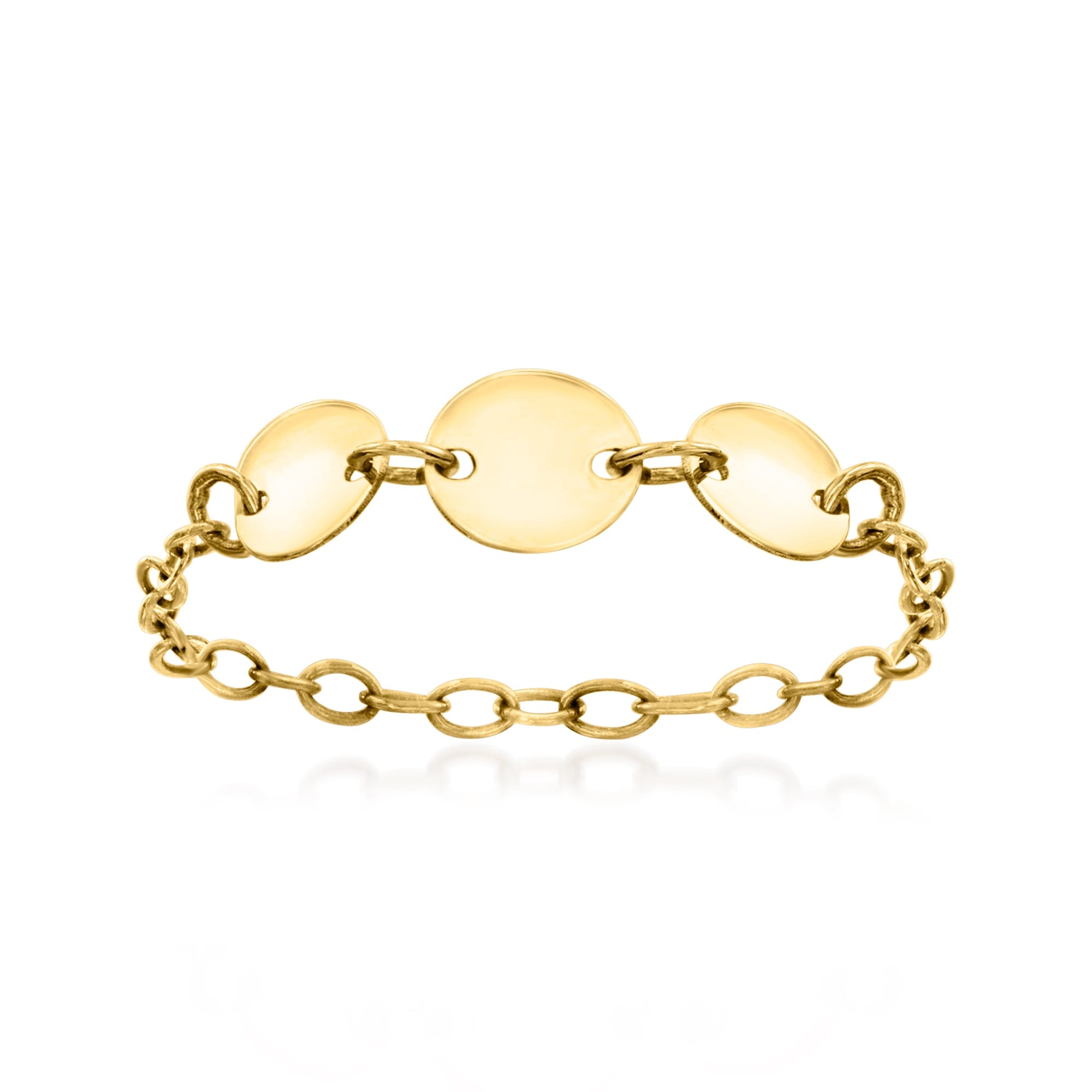 Yellow RS Pure by Ross - Simons Italian 14kt Yellow Gold Disc Cable - Chain Ring