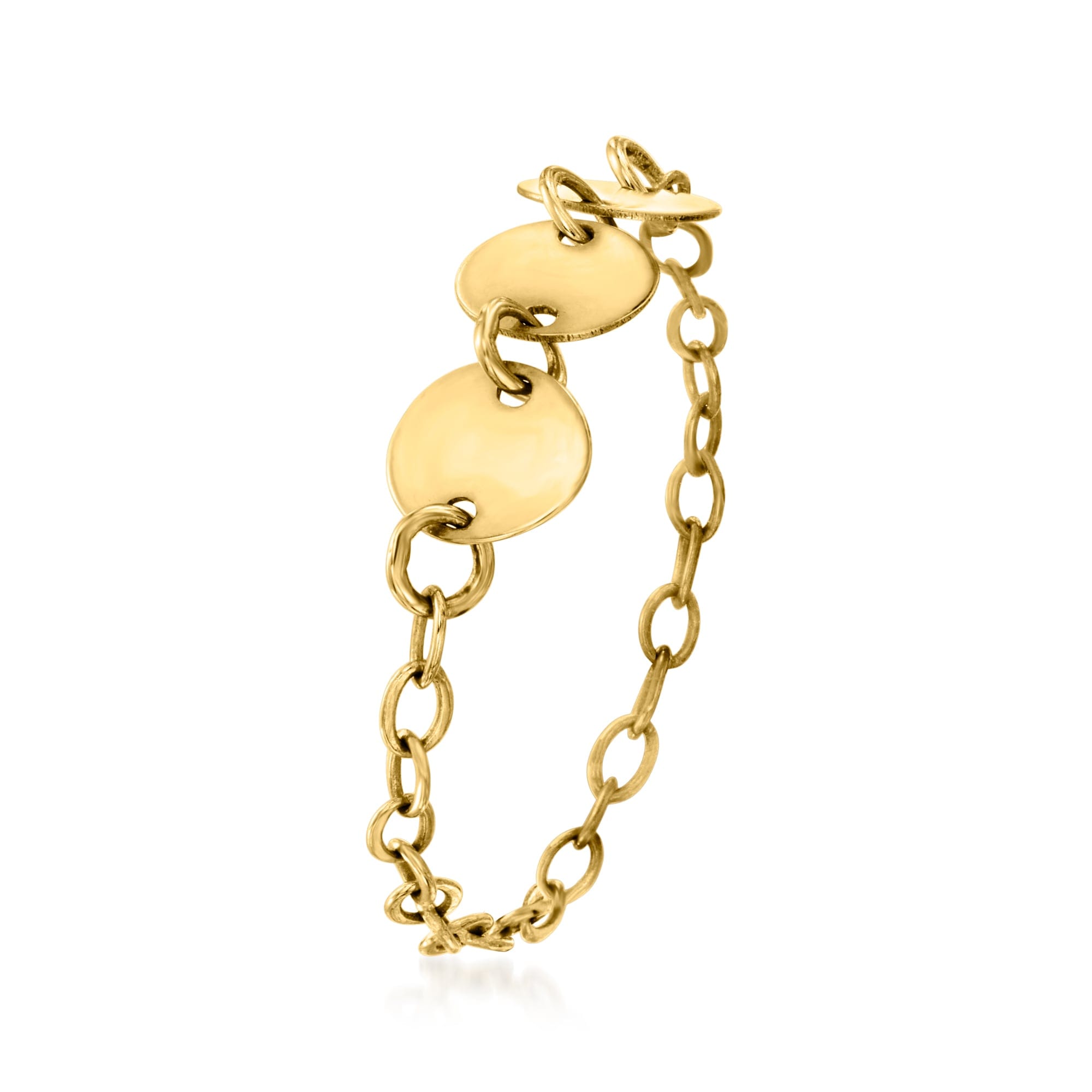 Yellow RS Pure by Ross - Simons Italian 14kt Yellow Gold Disc Cable - Chain Ring