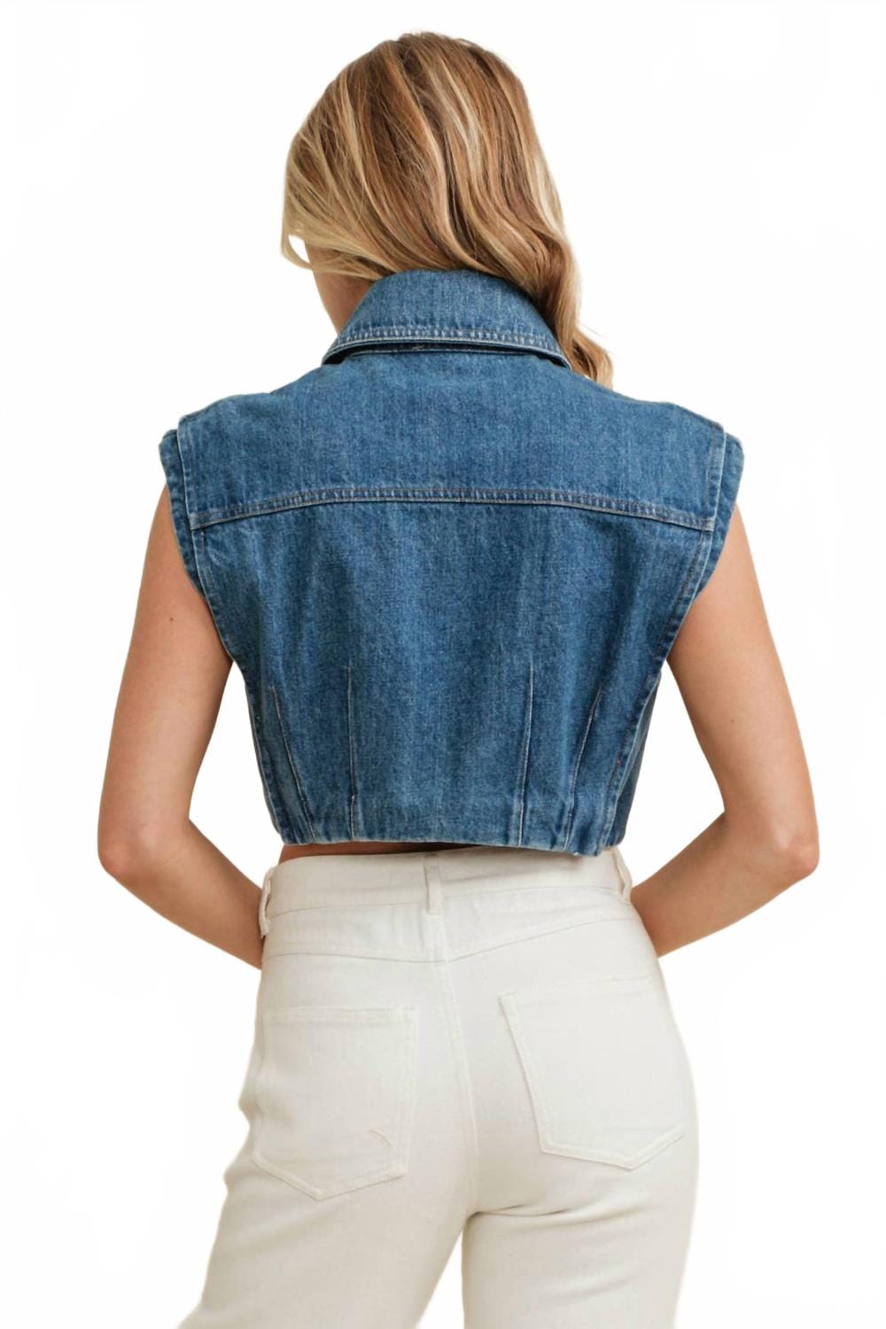 Blue Women's Canyon Cutoff Button Up Vest In Blue