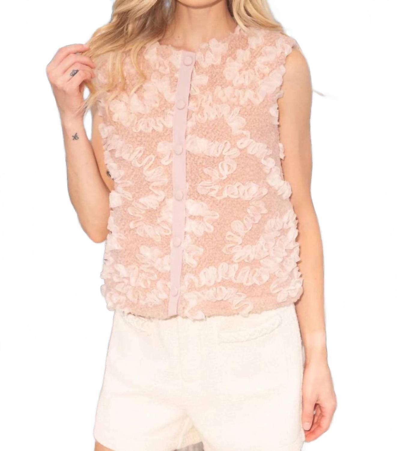 SHERPA Textured Sherpa Vest In Blush