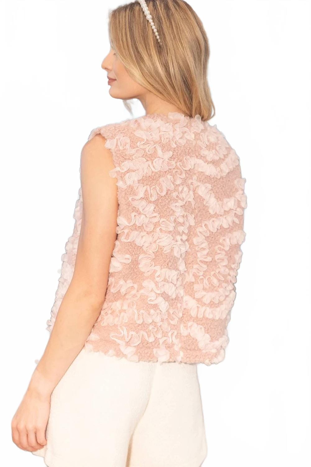 SHERPA Textured Sherpa Vest In Blush