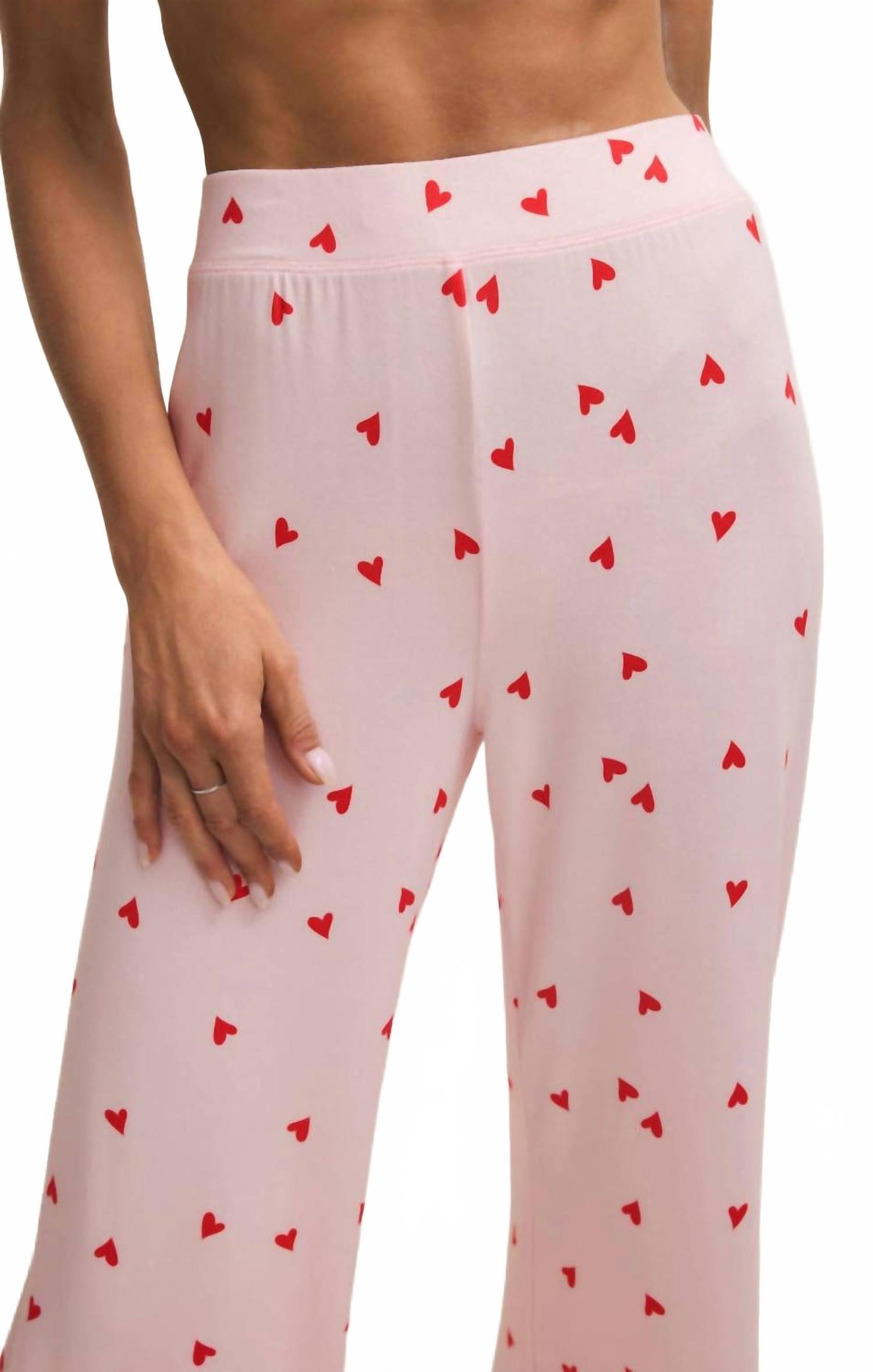 Luxe Heart Pants In Pink Marshmallow