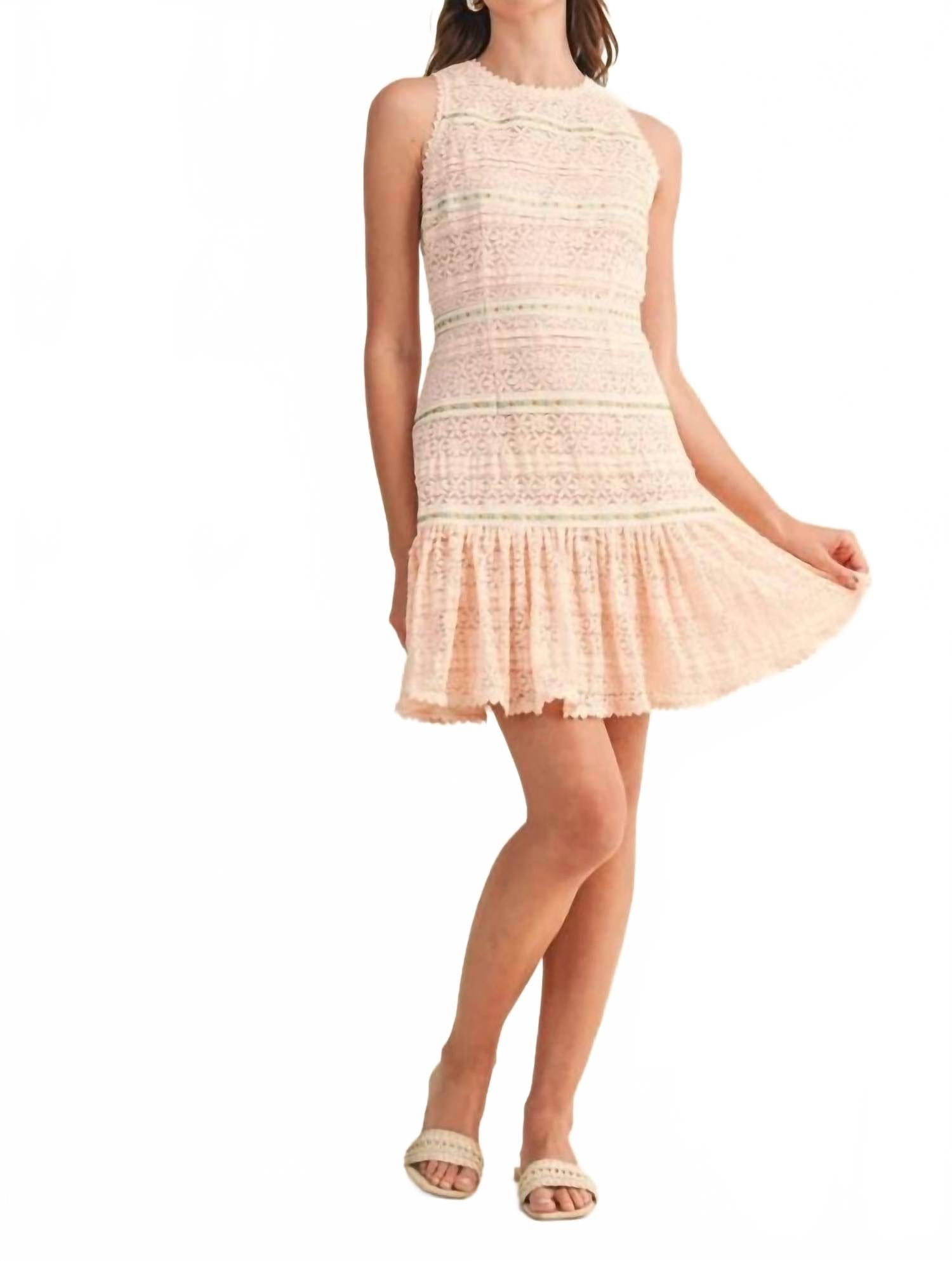 Crochet Trim Dress In Beige