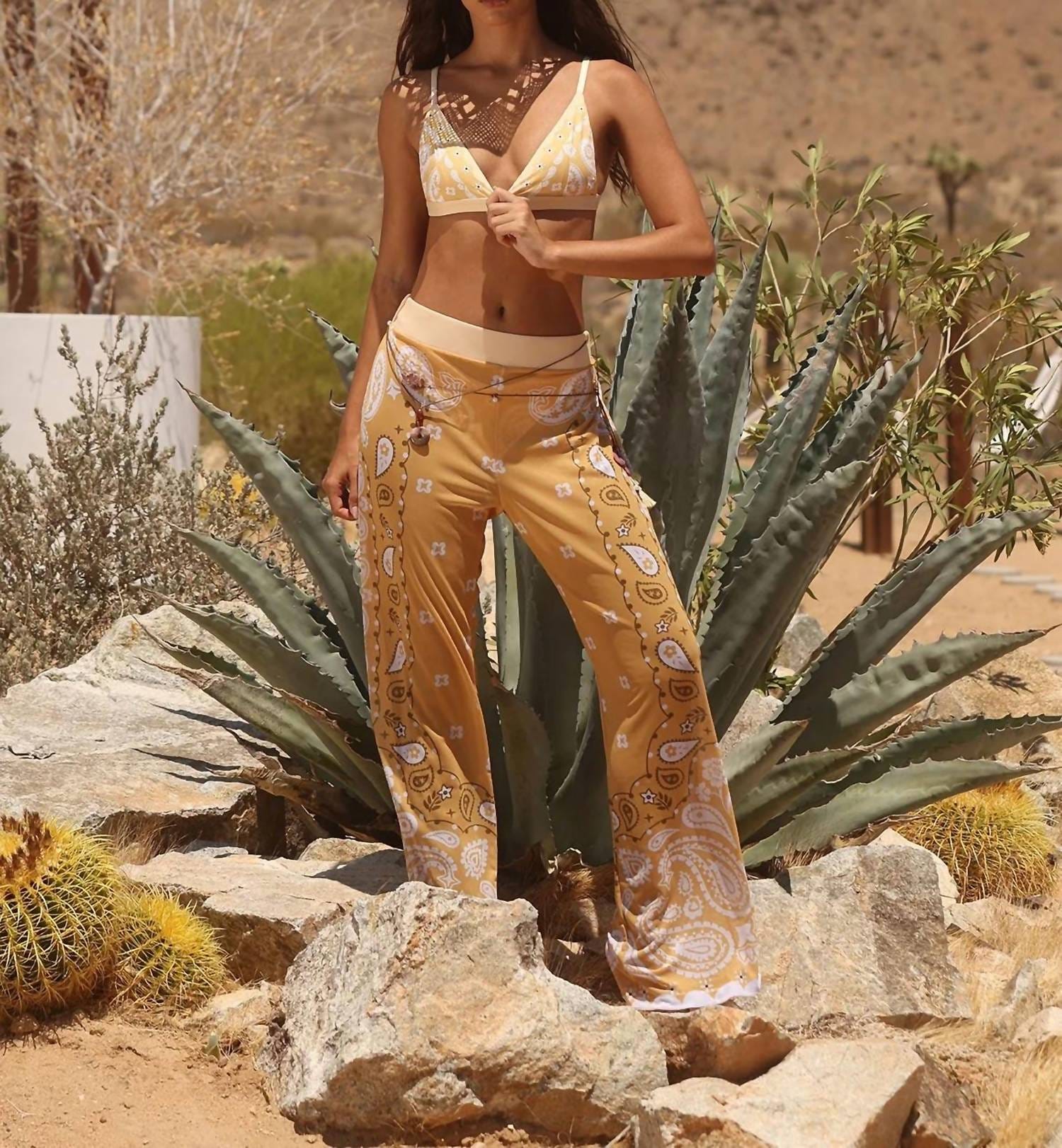 Yellow Violet Oasis Wide Leg Pants In Yellow