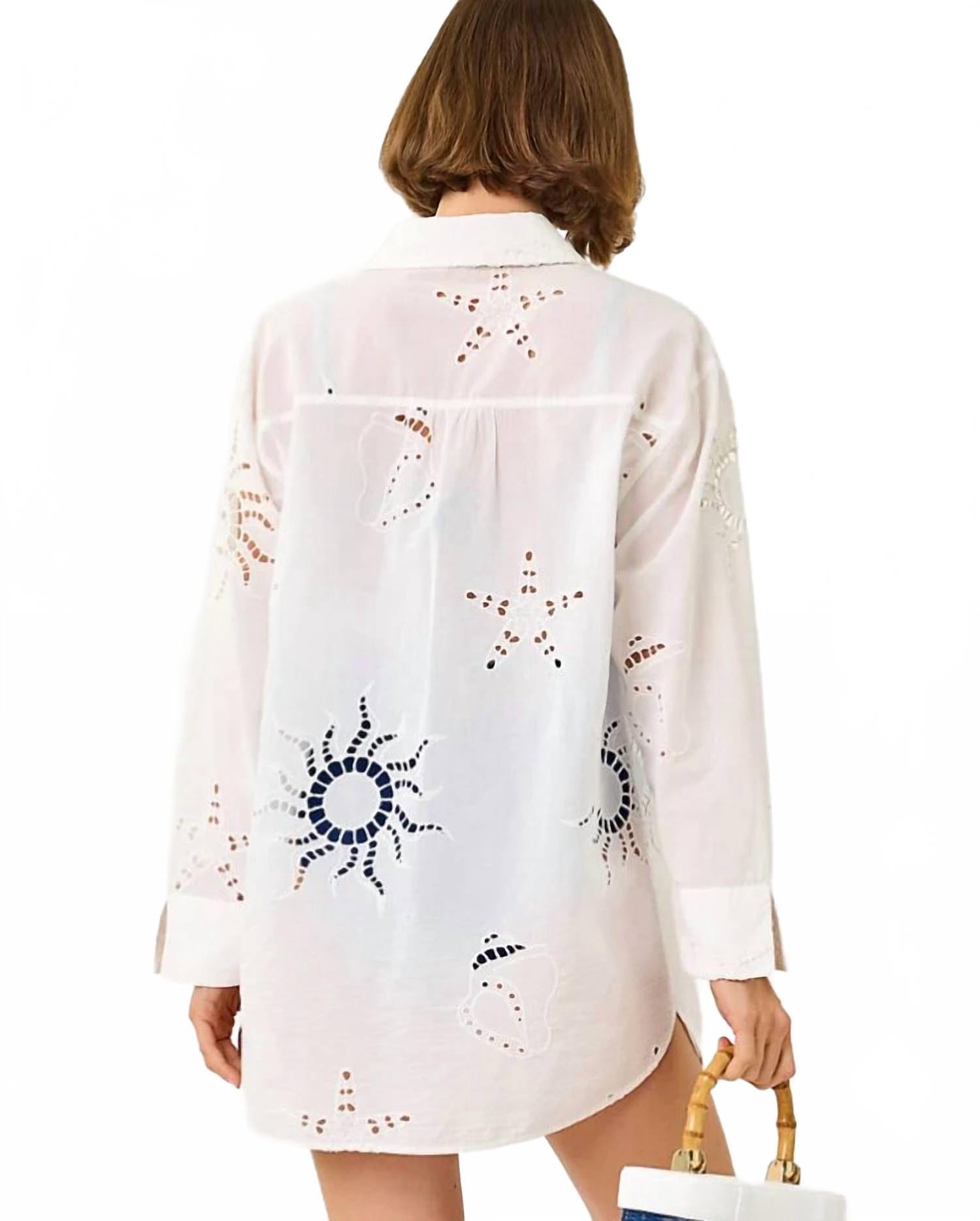 WHITE* Kwitney Long - Sleeve Coverup In White