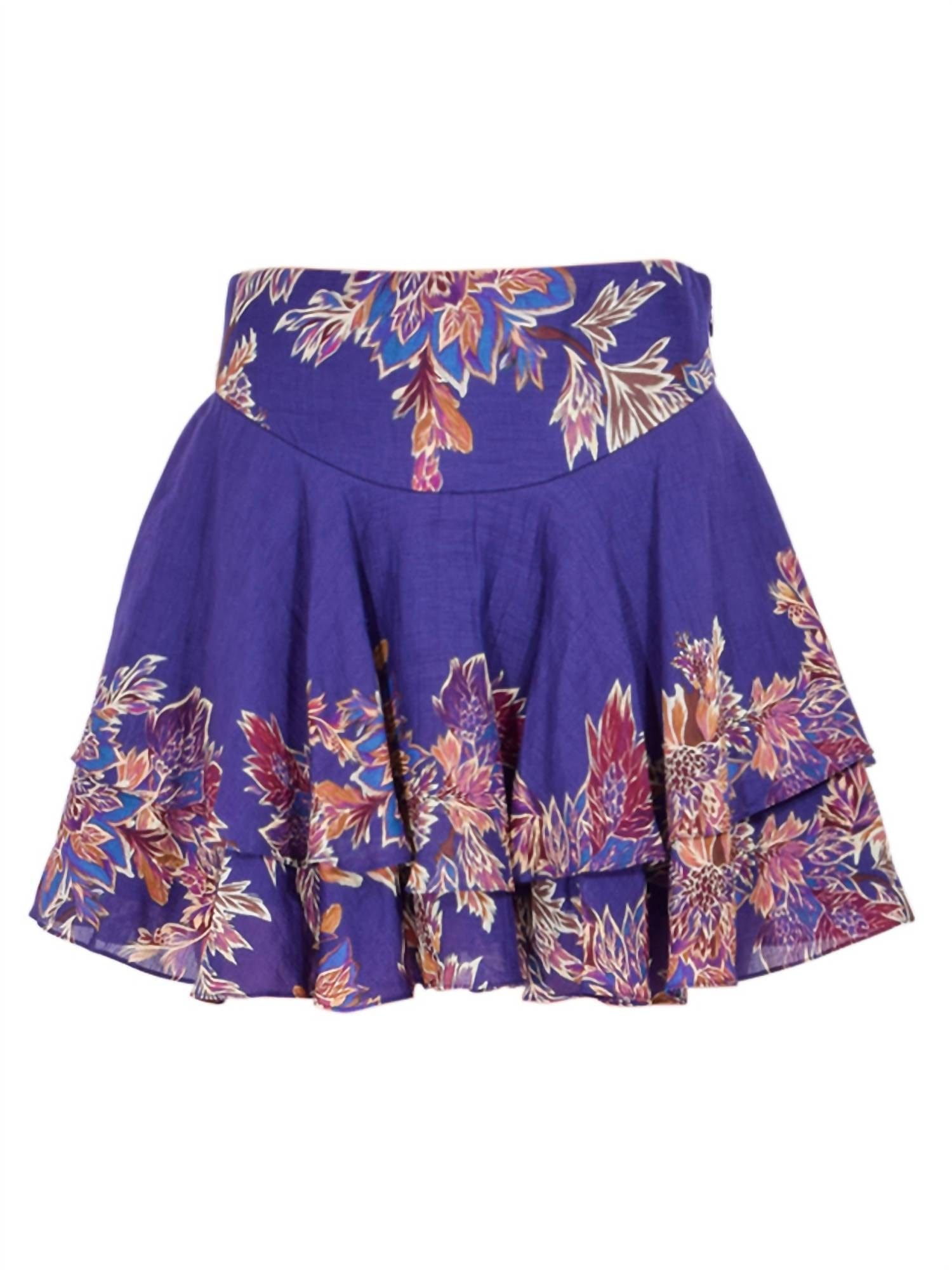 Blue Leela Boho Mini Skirt In Midnight Blue