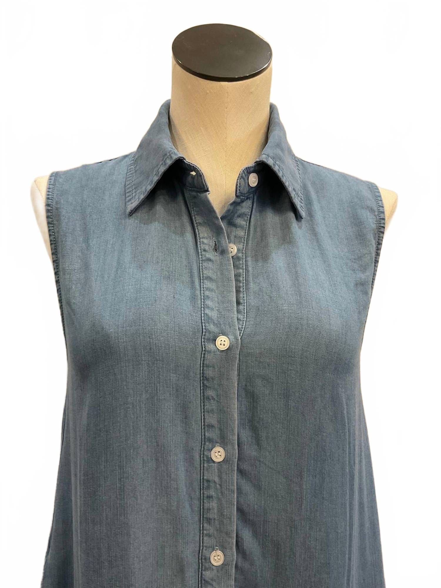 Blue Women's Embroidered Sleeveless Denim Mini Dress In Blue