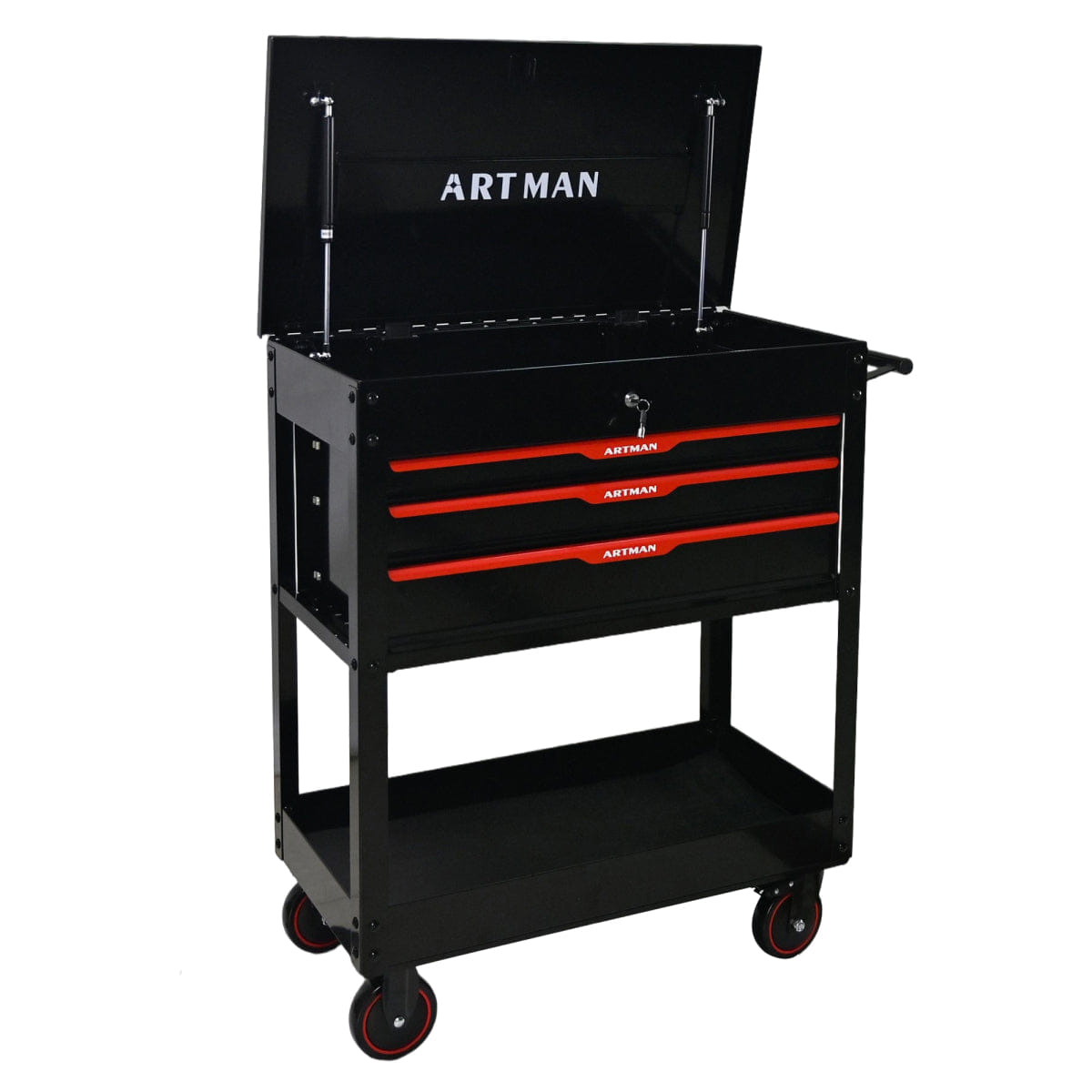 Drawer Streamdale Heavy Duty Lockable Wheeled 3 - Drawer Tool Cart