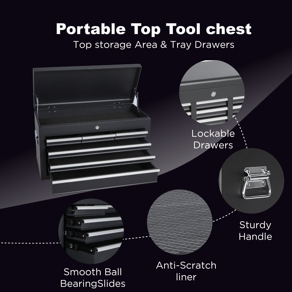 Drawer Streamdale 8 - Drawer Rolling Tool Chest with Detachable Top Box