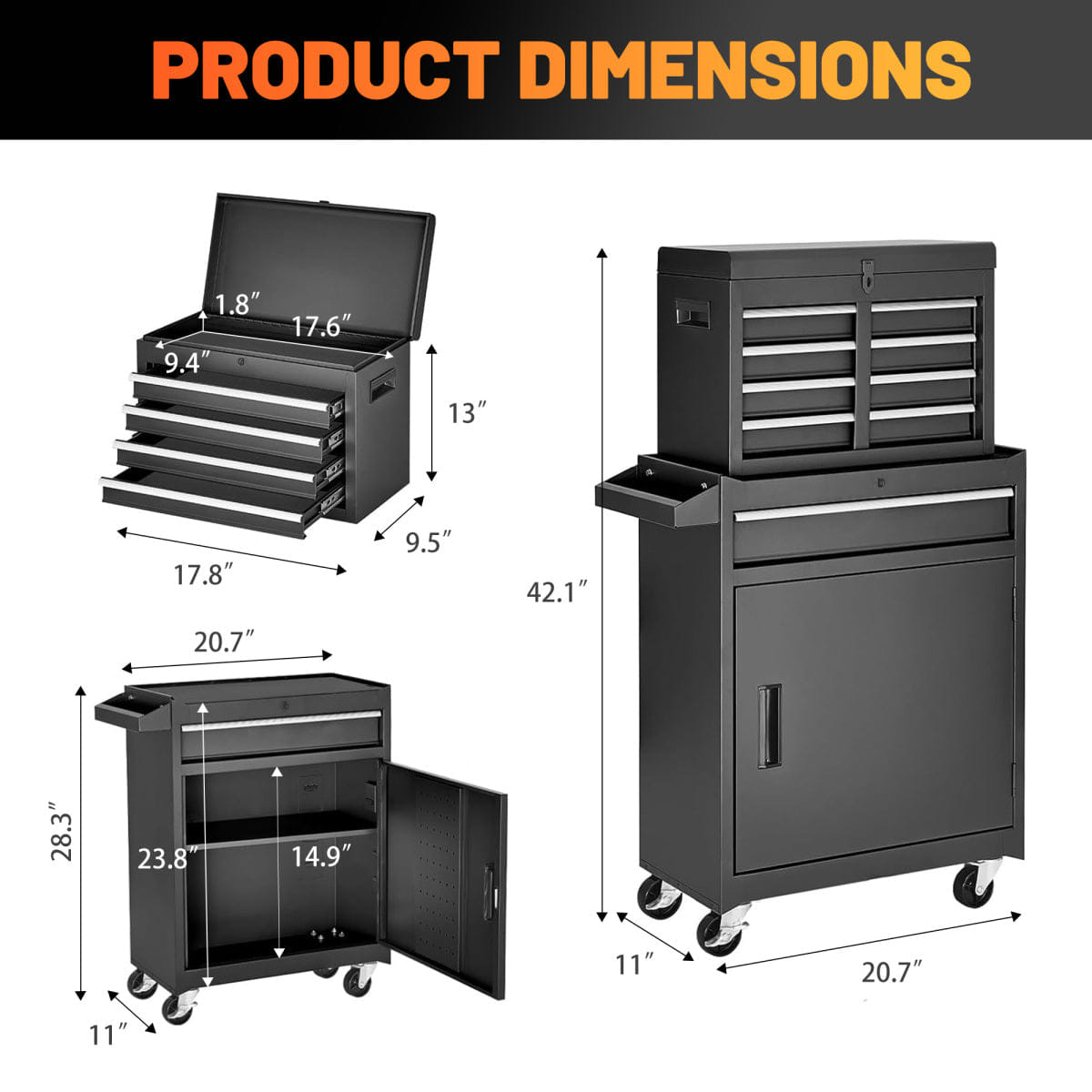 Drawer Streamdale 5 - Drawer Rolling Tool Chest & Cabinet with 154 - Piece Tool Set