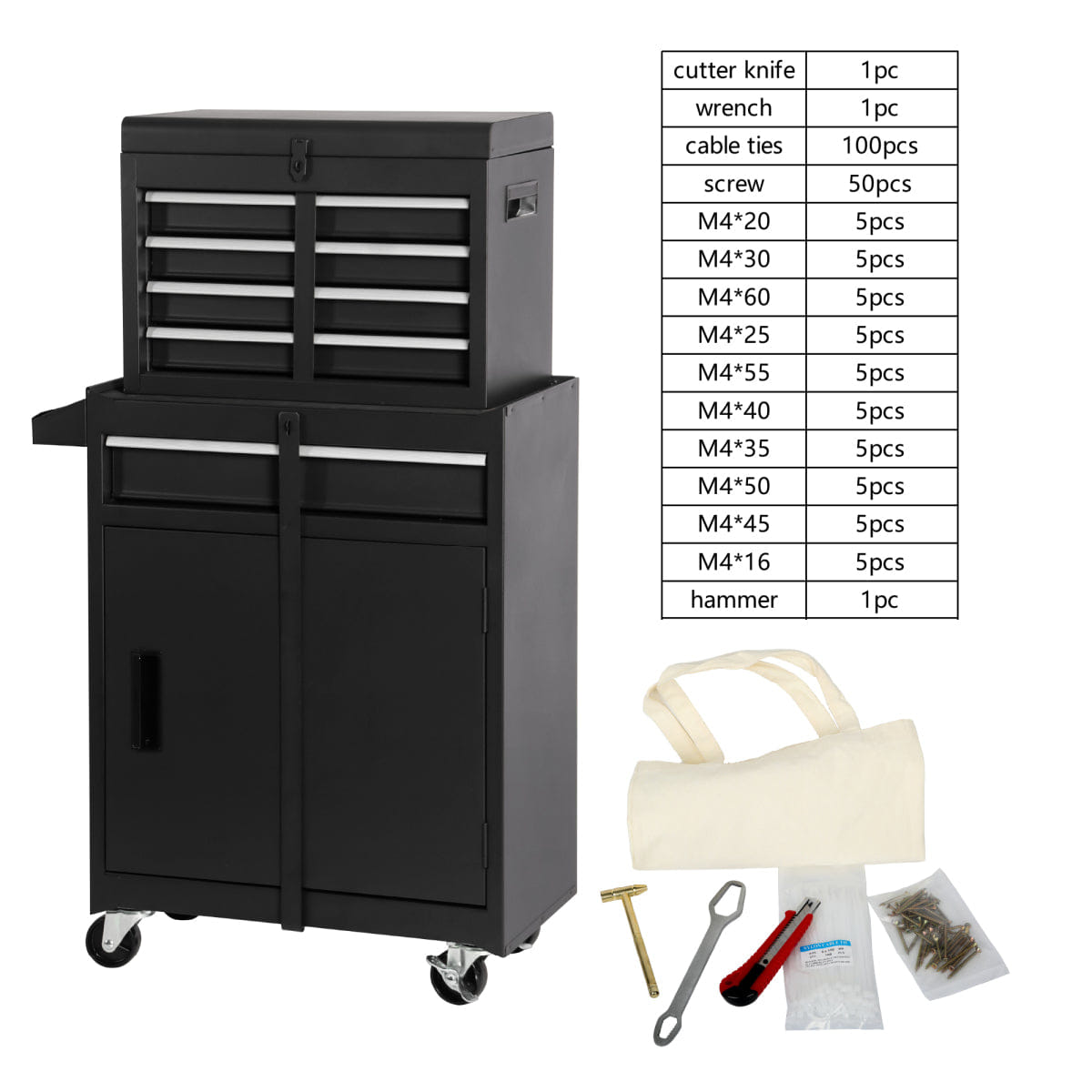 Drawer Streamdale 5 - Drawer Rolling Tool Chest & Cabinet with 154 - Piece Tool Set