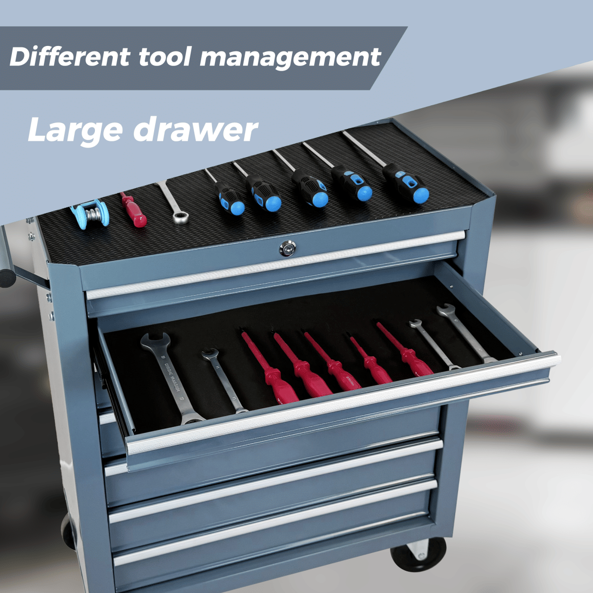 Drawer Streamdale 7 - Drawer Rolling Tool Chest and Cabinet with Wheels - Grey
