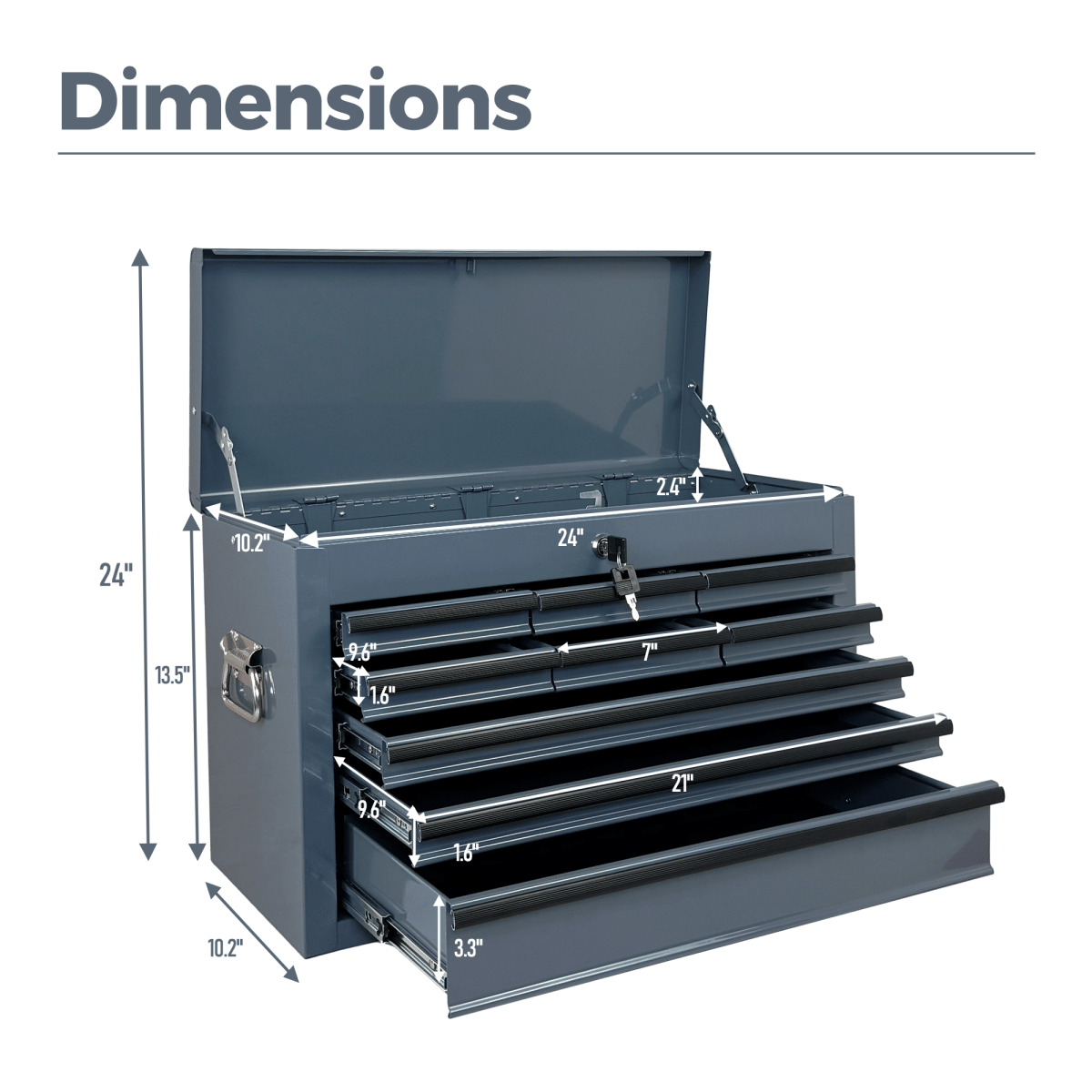 Drawer Streamdale 24 - Inch Heavy Duty 9 - Drawer Metal Tool Box & Chest with EVA Liners