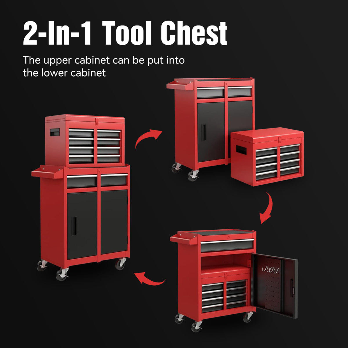 Drawer Streamdale 5 - Drawer Rolling Tool Chest and Cabinet with Detachable Top Box