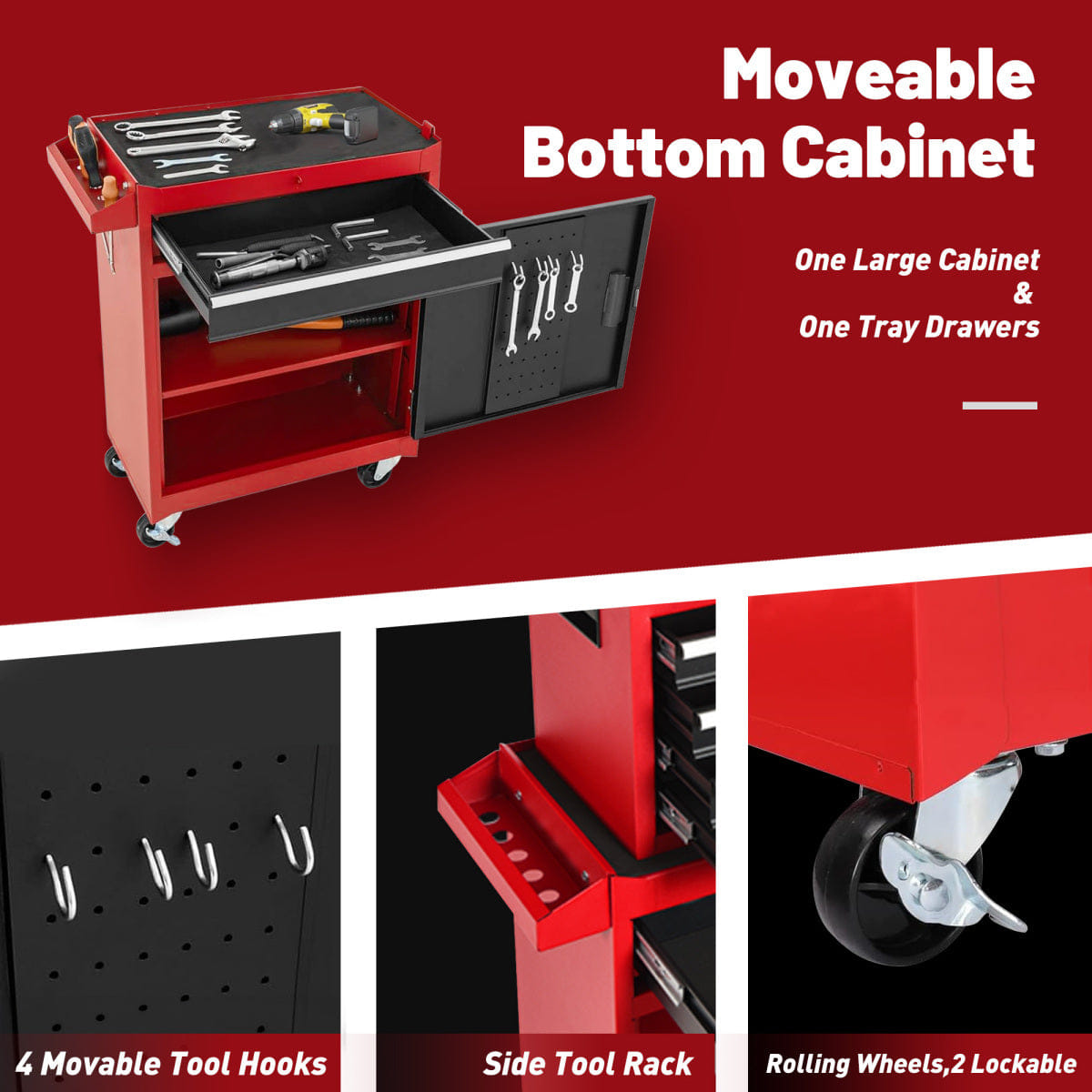 Drawer Streamdale 5 - Drawer Rolling Tool Chest and Cabinet with Detachable Top Box