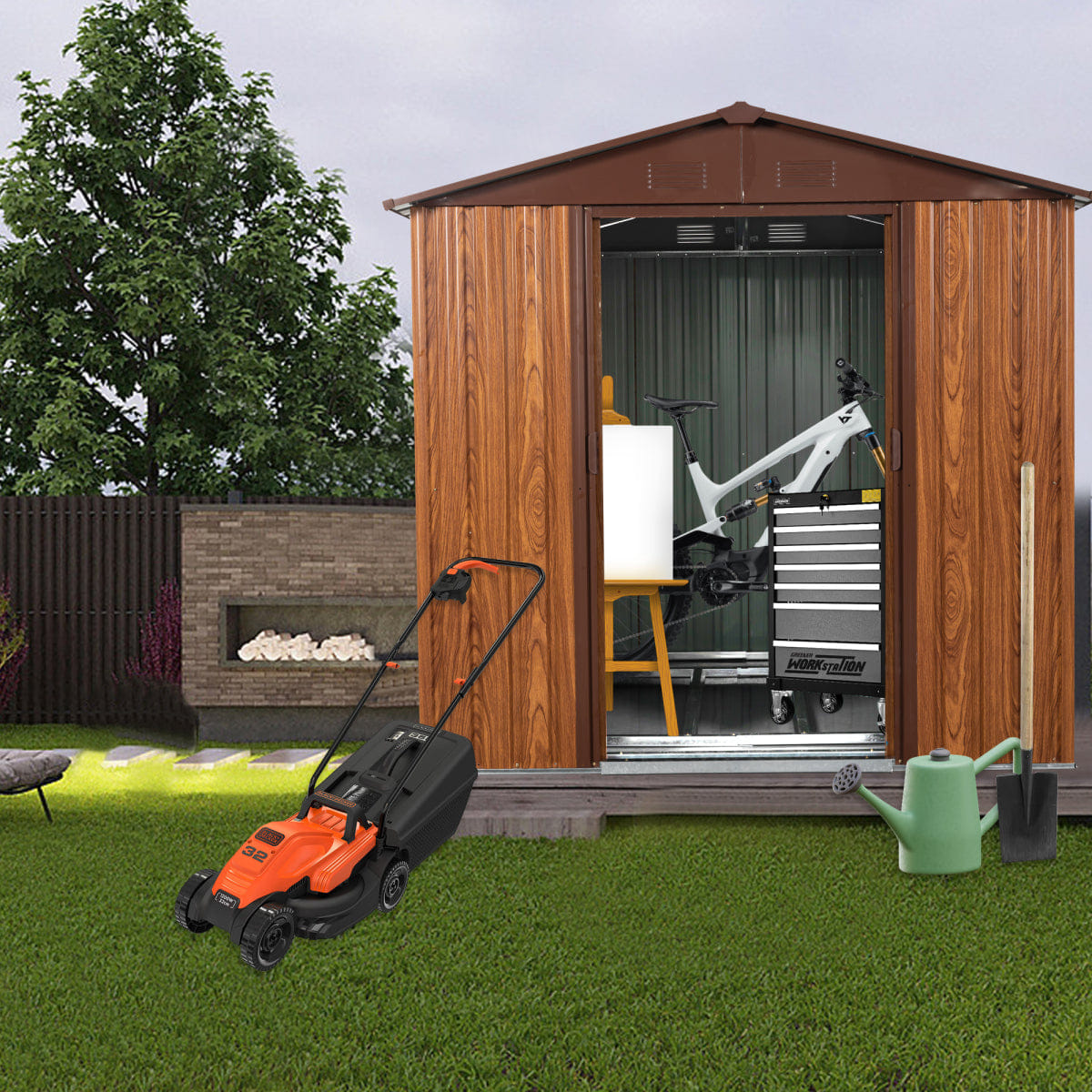 OUTDOOR Streamdale 6ft x 6ft Outdoor Metal Storage Shed with Foundation and Window
