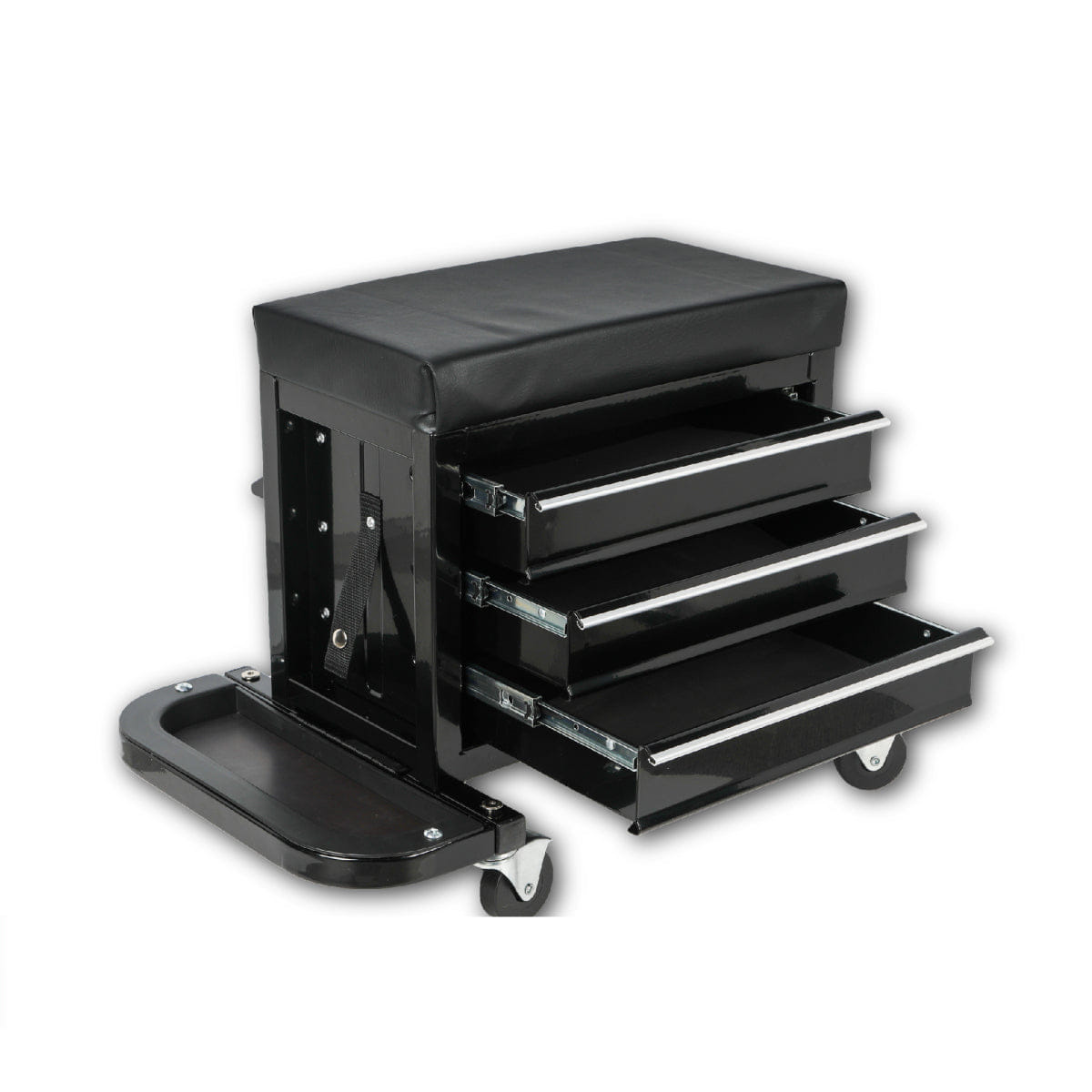 Drawer Streamdale Rolling 3 - Drawer Tool Chest Mechanic Seat, 350Lbs Capacity, Black