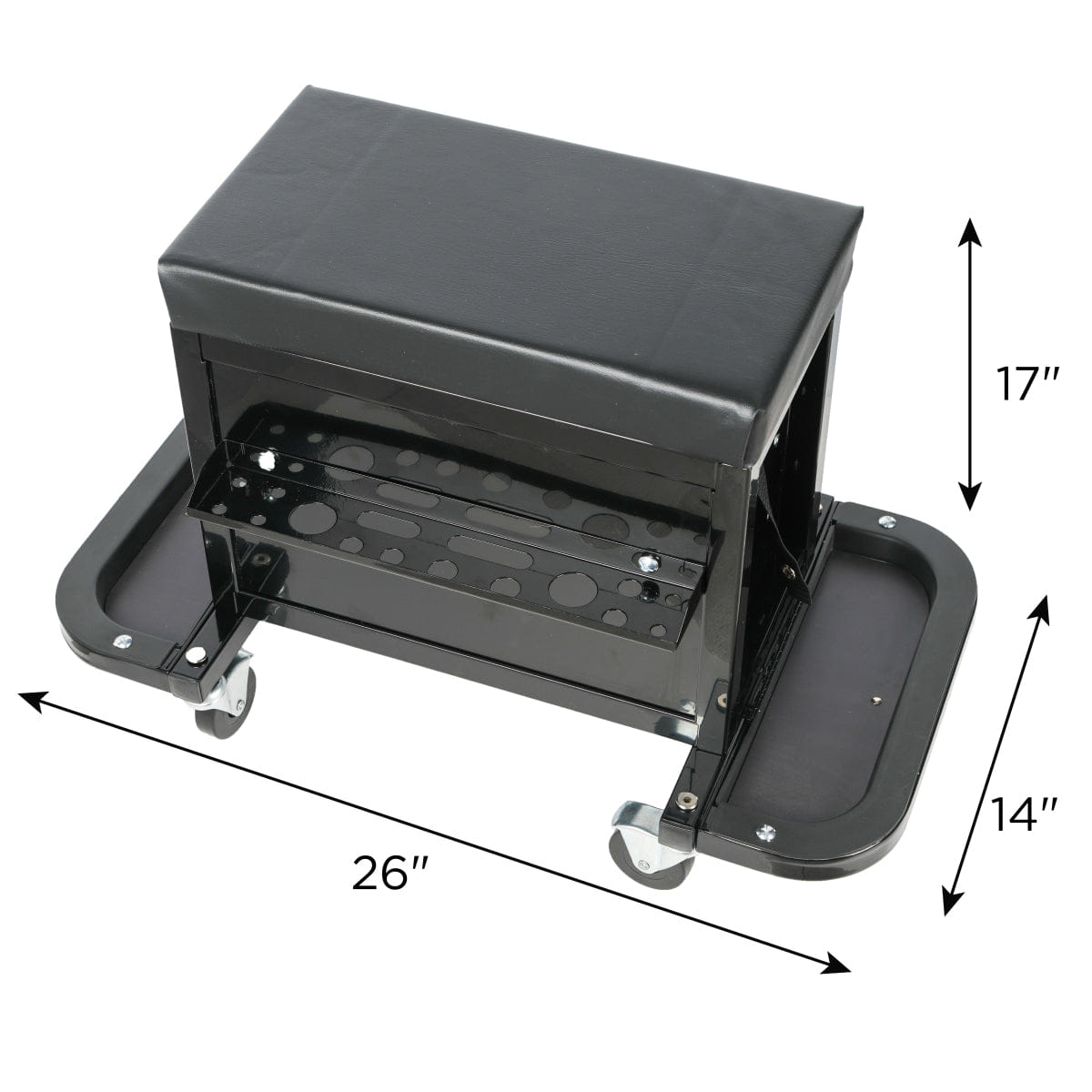 Drawer Streamdale Rolling 3 - Drawer Tool Chest Mechanic Seat, 350Lbs Capacity, Black
