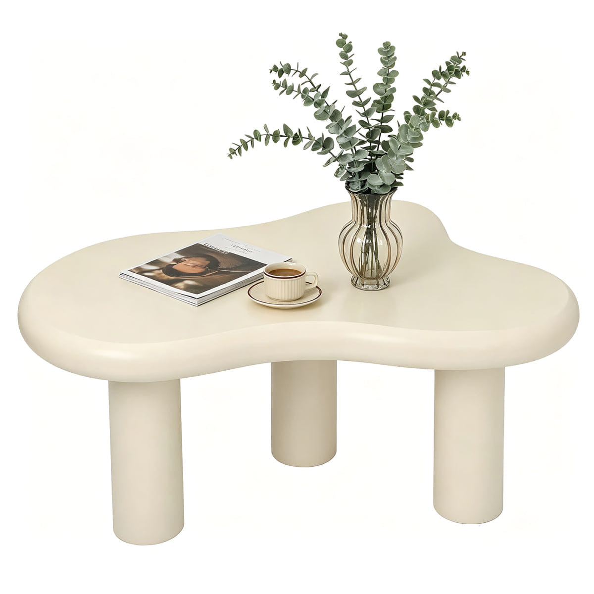WHITE* Streamdale Modern Cloud Coffee Table with 3 Legs, Cream White
