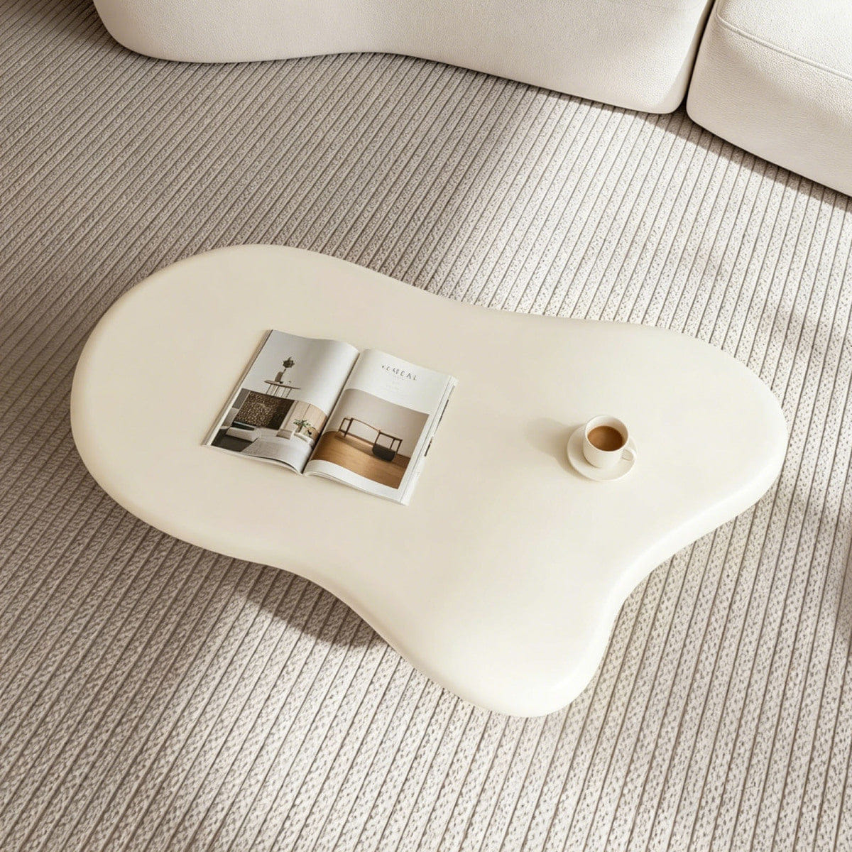 WHITE* Streamdale Modern Cloud Coffee Table with 3 Legs, Cream White