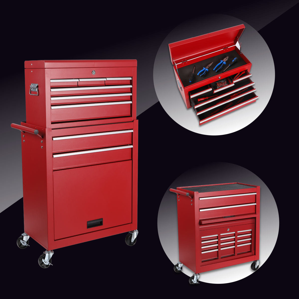 Drawer Streamdale 8 - Drawer Rolling Tool Chest and Cabinet with Detachable Top Box