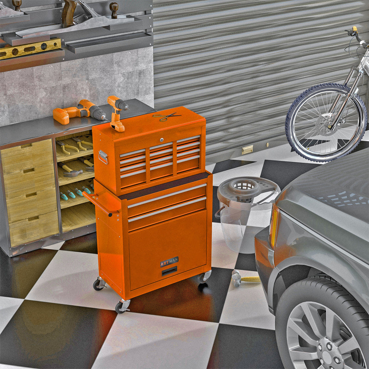 Drawer Streamdale High Capacity 8 - Drawer Rolling Tool Chest and Cabinet - Orange