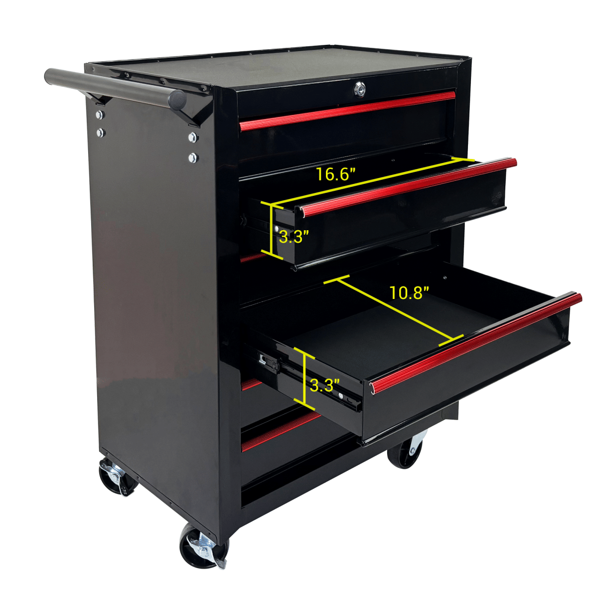 Drawer Streamdale 6 - Drawer Rolling Metal Tool Chest and Cabinet - Black