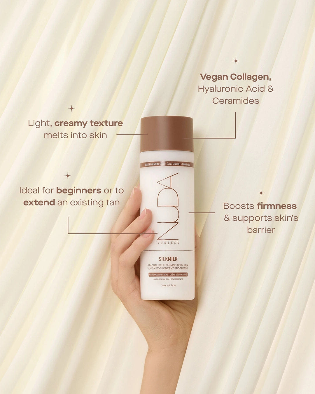 NUDA Silkmilk Gradual Self - Tanning Body Milk