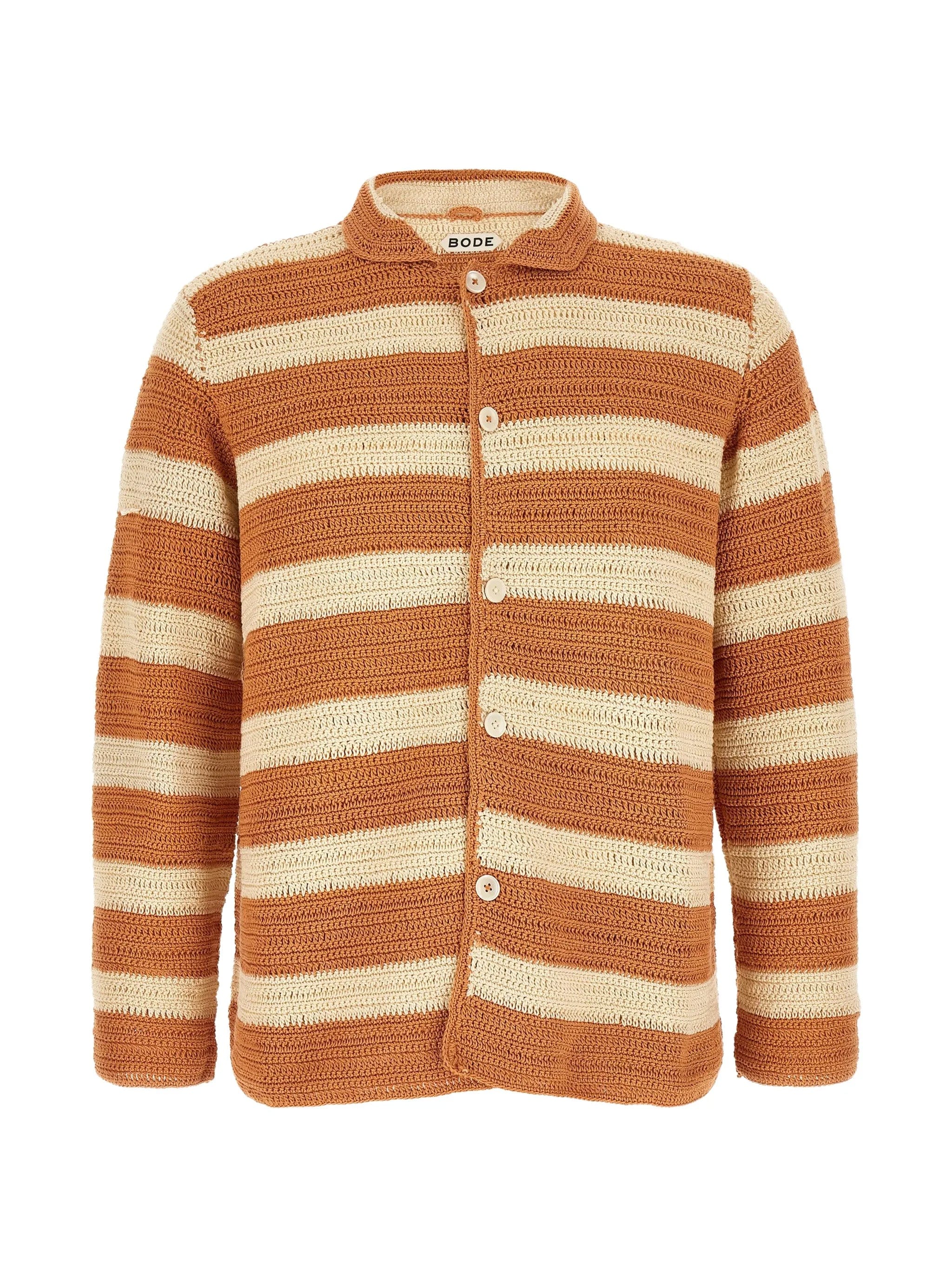BODE Sherbet crochet - knit striped shirt