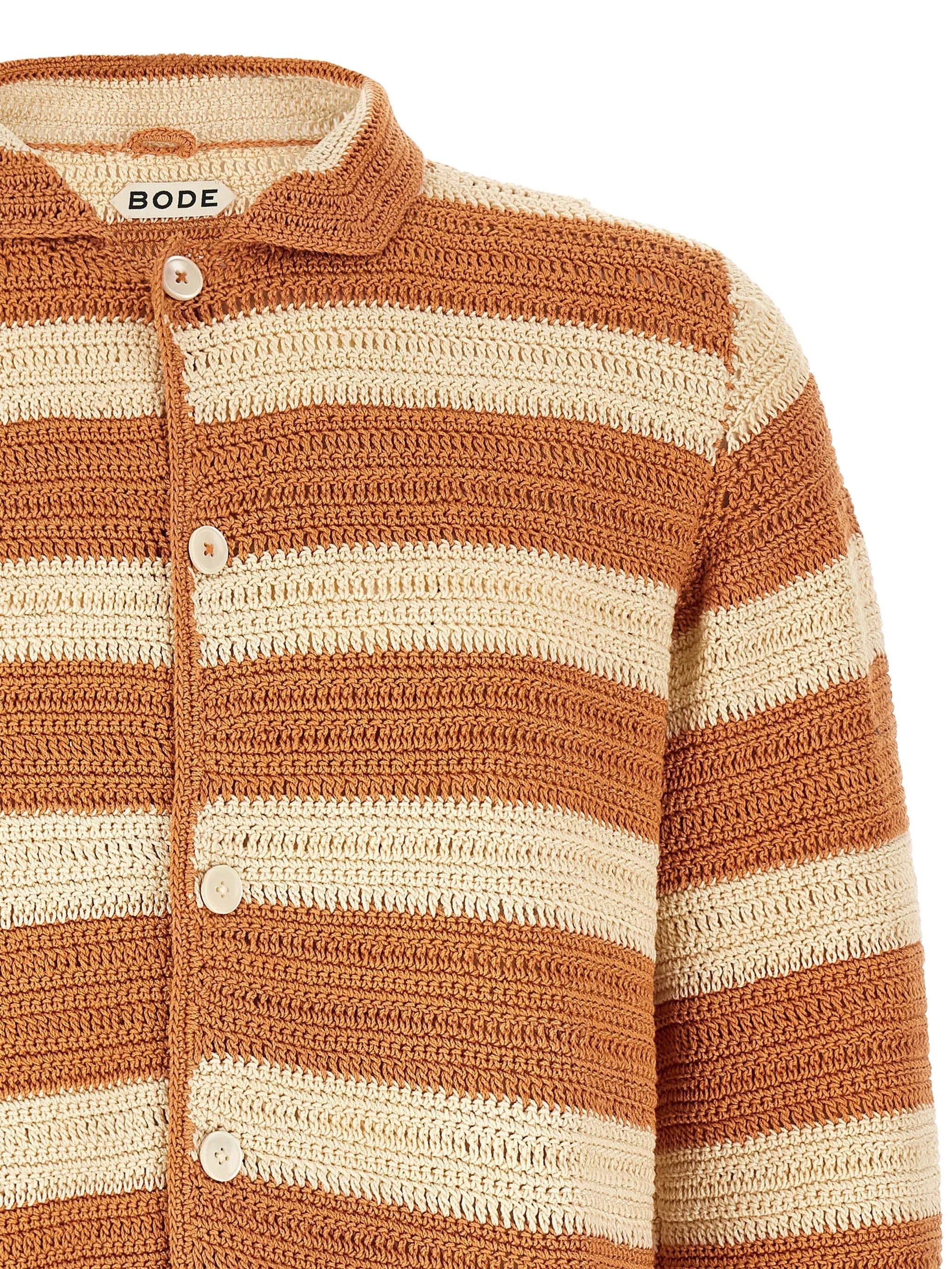 BODE Sherbet crochet - knit striped shirt