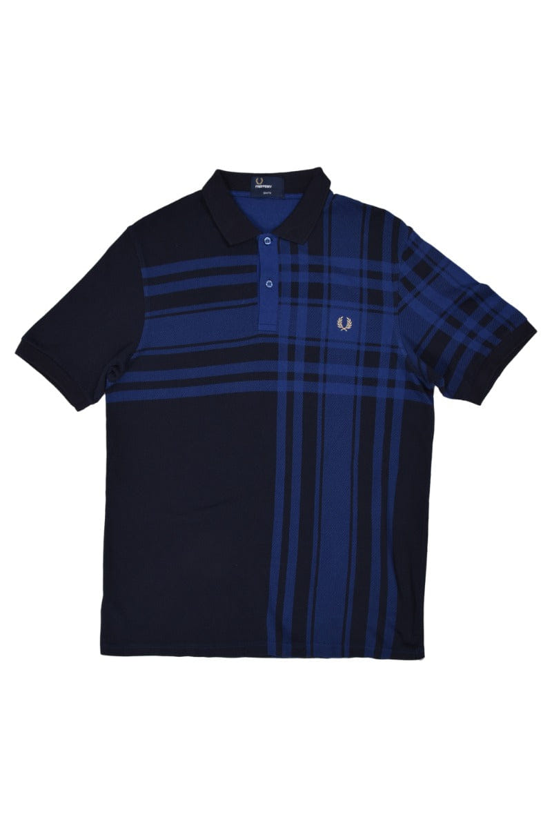 Fred Perry Striped Navy Blue T - Shirt