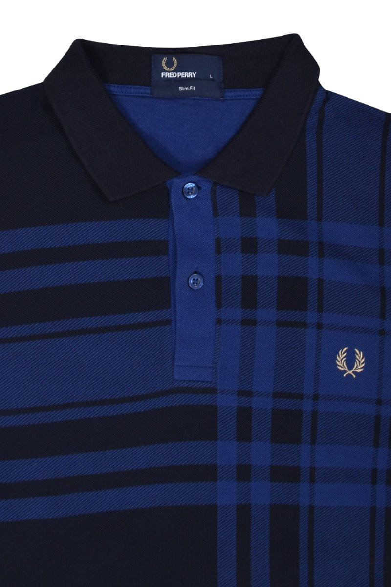 Fred Perry Striped Navy Blue T - Shirt