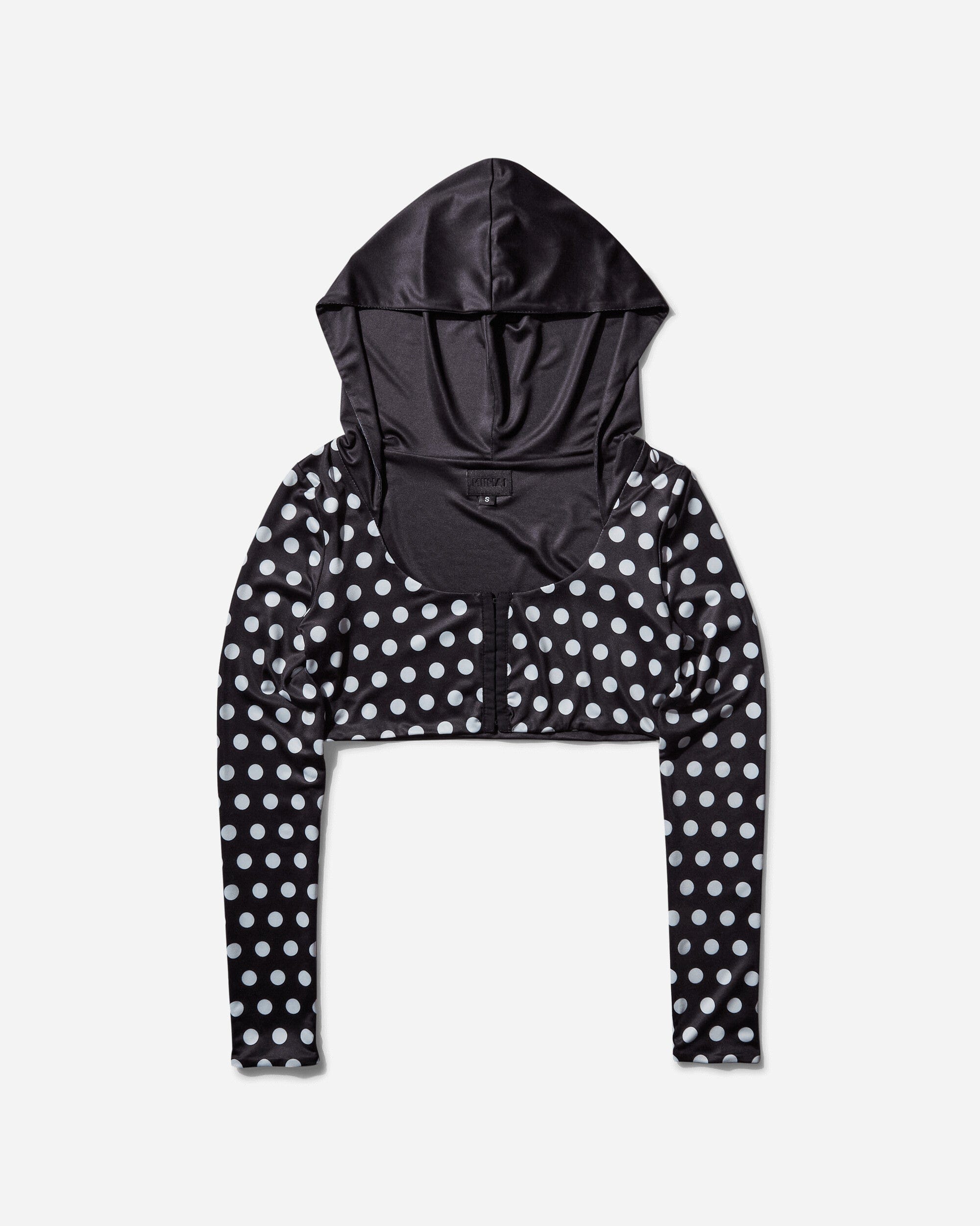 Nii Hai Women's Polka Hooded Crop Top Black / White