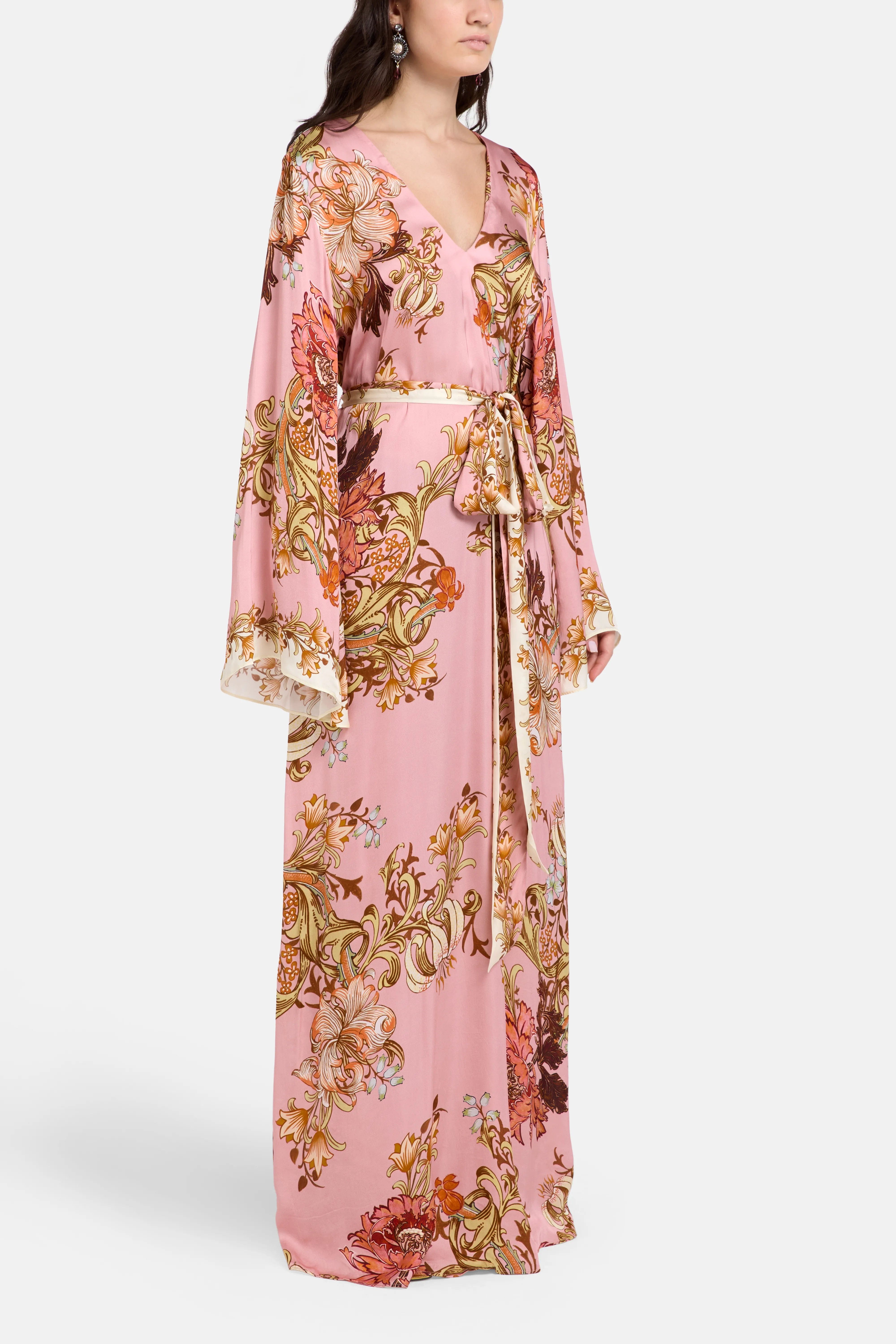Hemant & Nandita Belted Floral Kaftan in Pink