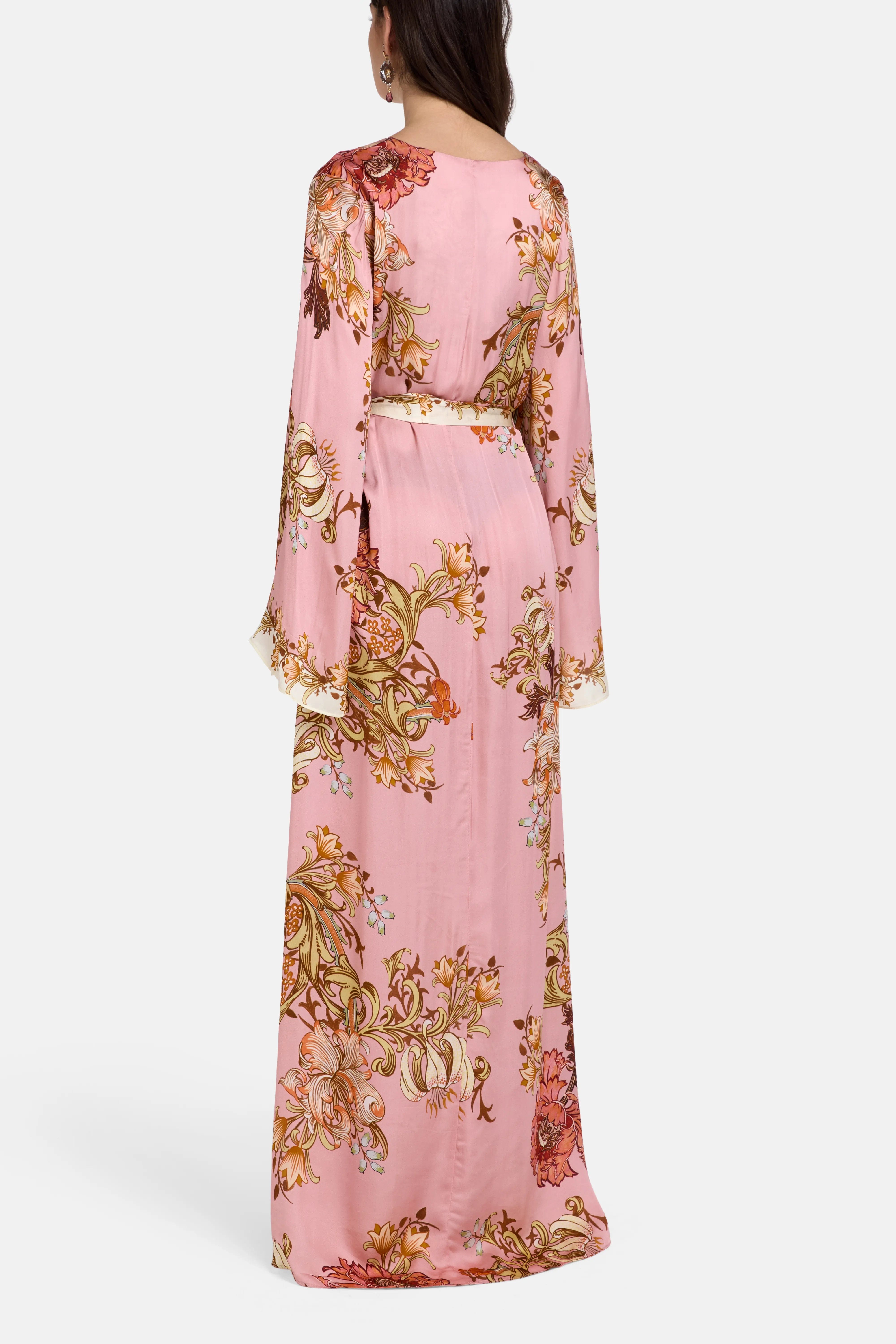 Hemant & Nandita Belted Floral Kaftan in Pink