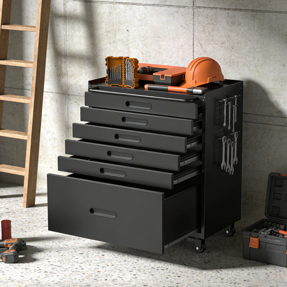 Drawer Streamdale 34.3" 6 - Drawer Rolling Tool Chest & Mobile Garage Cabinet Organizer