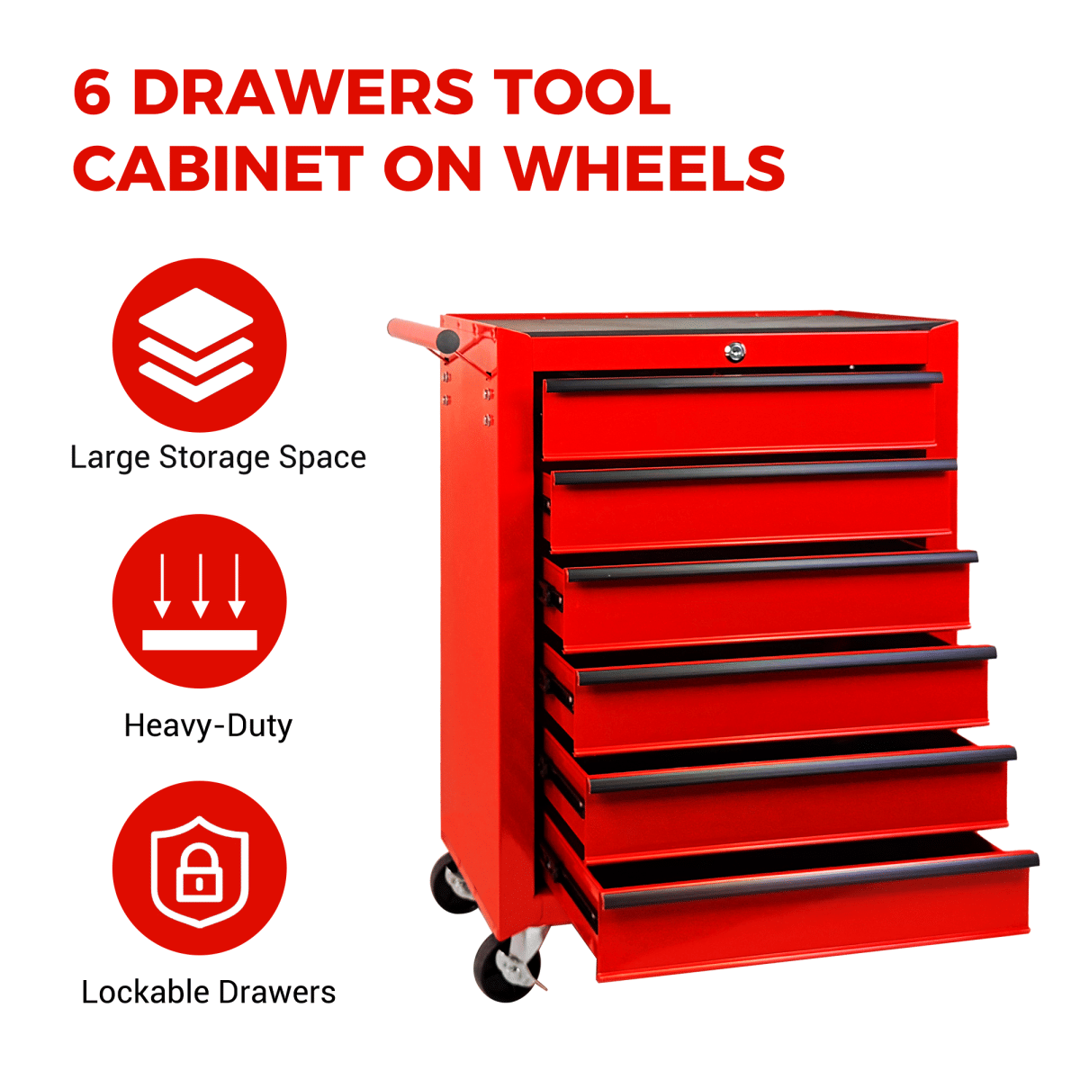 Drawer Streamdale Rolling 6 - Drawer Metal Tool Chest and Cabinet - Red