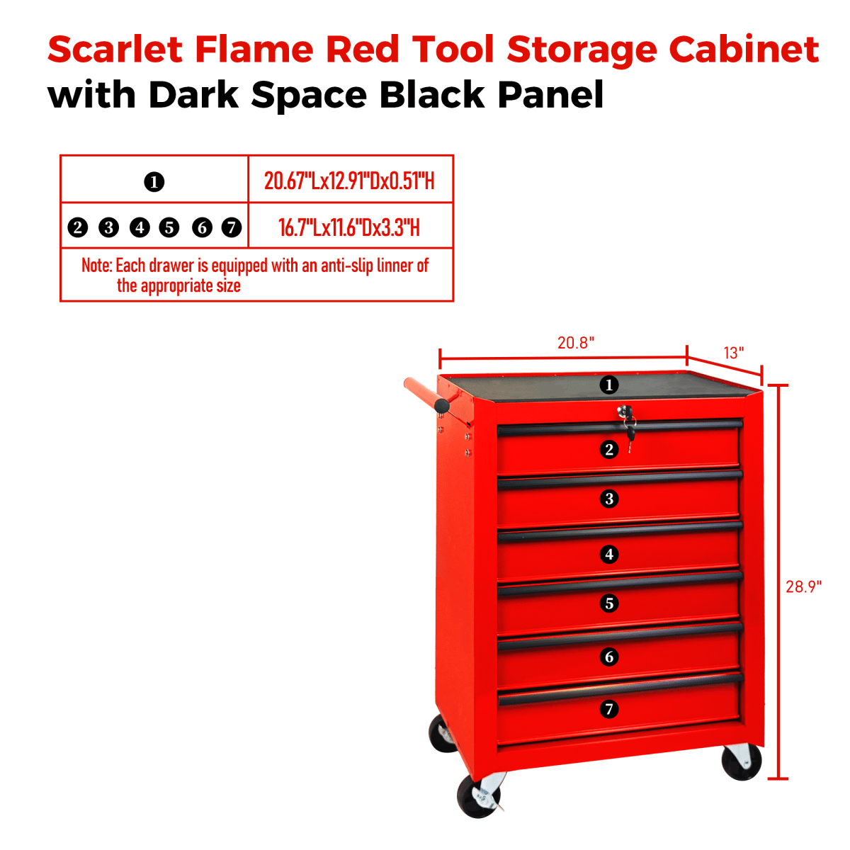 Drawer Streamdale Rolling 6 - Drawer Metal Tool Chest and Cabinet - Red