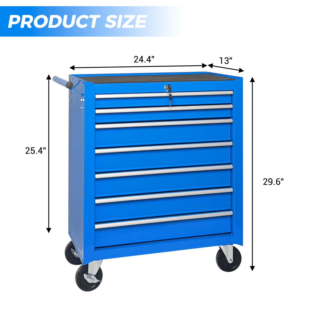 Drawer Streamdale 7 - Drawer Rolling Tool Chest and Cabinet with Wheels - Blue