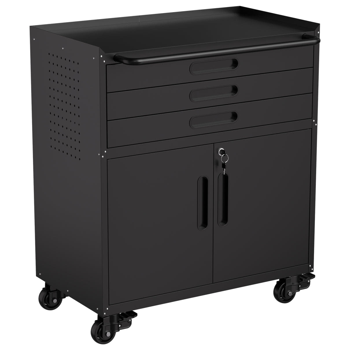 Drawer Streamdale 34.3" Rolling Metal Tool Cabinet & 3 - Drawer Garage Workbench with Lockable Doors