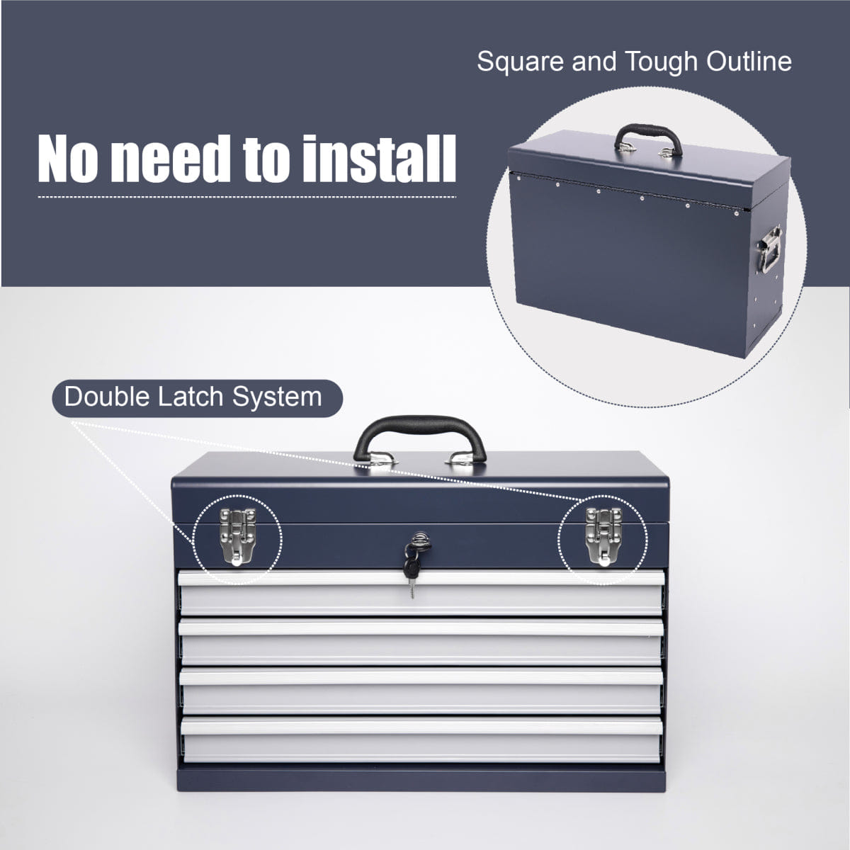 Drawer Streamdale Heavy Duty 21 - Inch 4 - Drawer Portable Metal Tool Box Chest Organizer