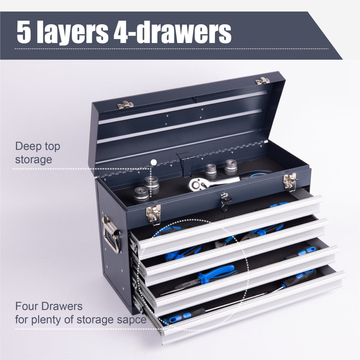 Drawer Streamdale Heavy Duty 21 - Inch 4 - Drawer Portable Metal Tool Box Chest Organizer