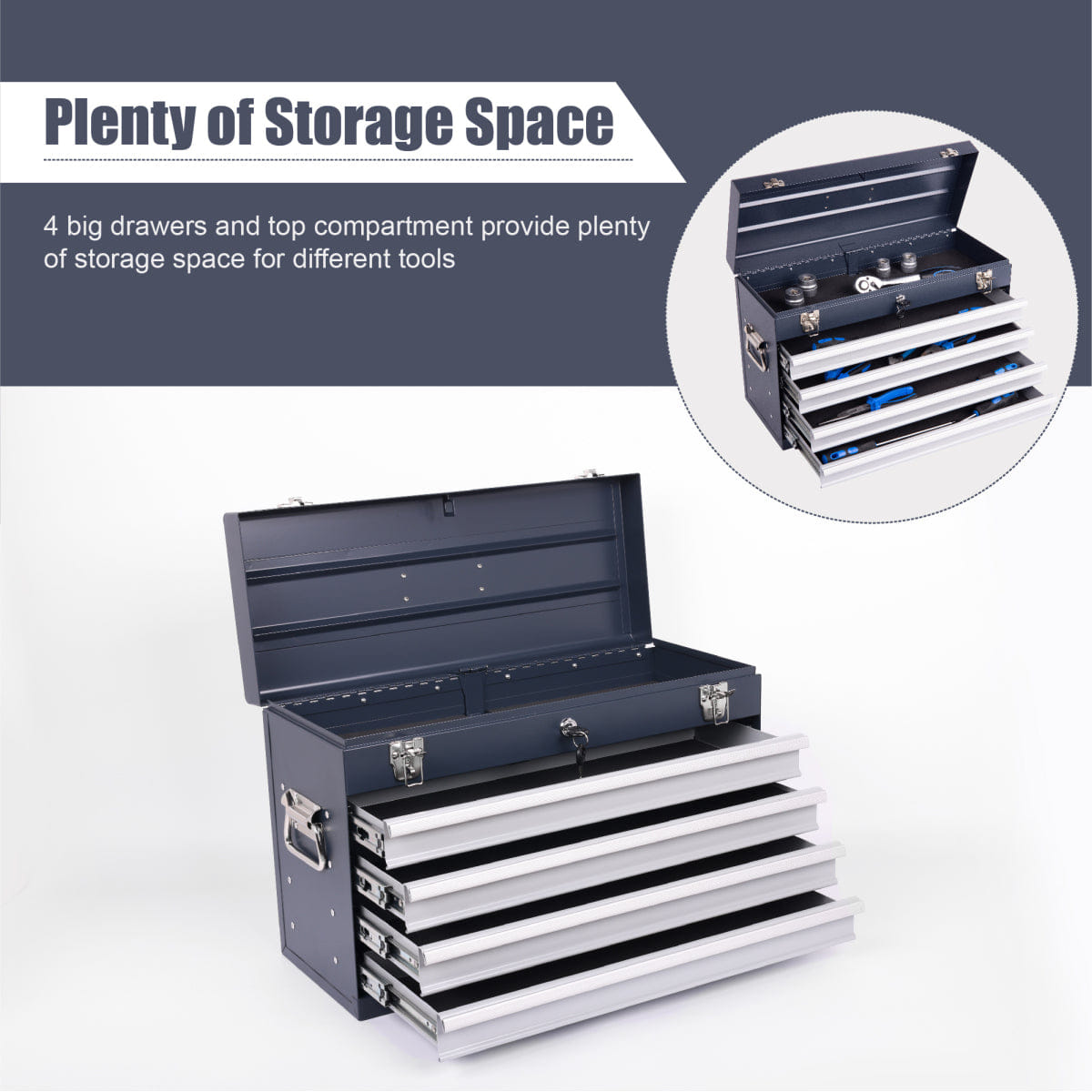 Drawer Streamdale Heavy Duty 21 - Inch 4 - Drawer Portable Metal Tool Box Chest Organizer