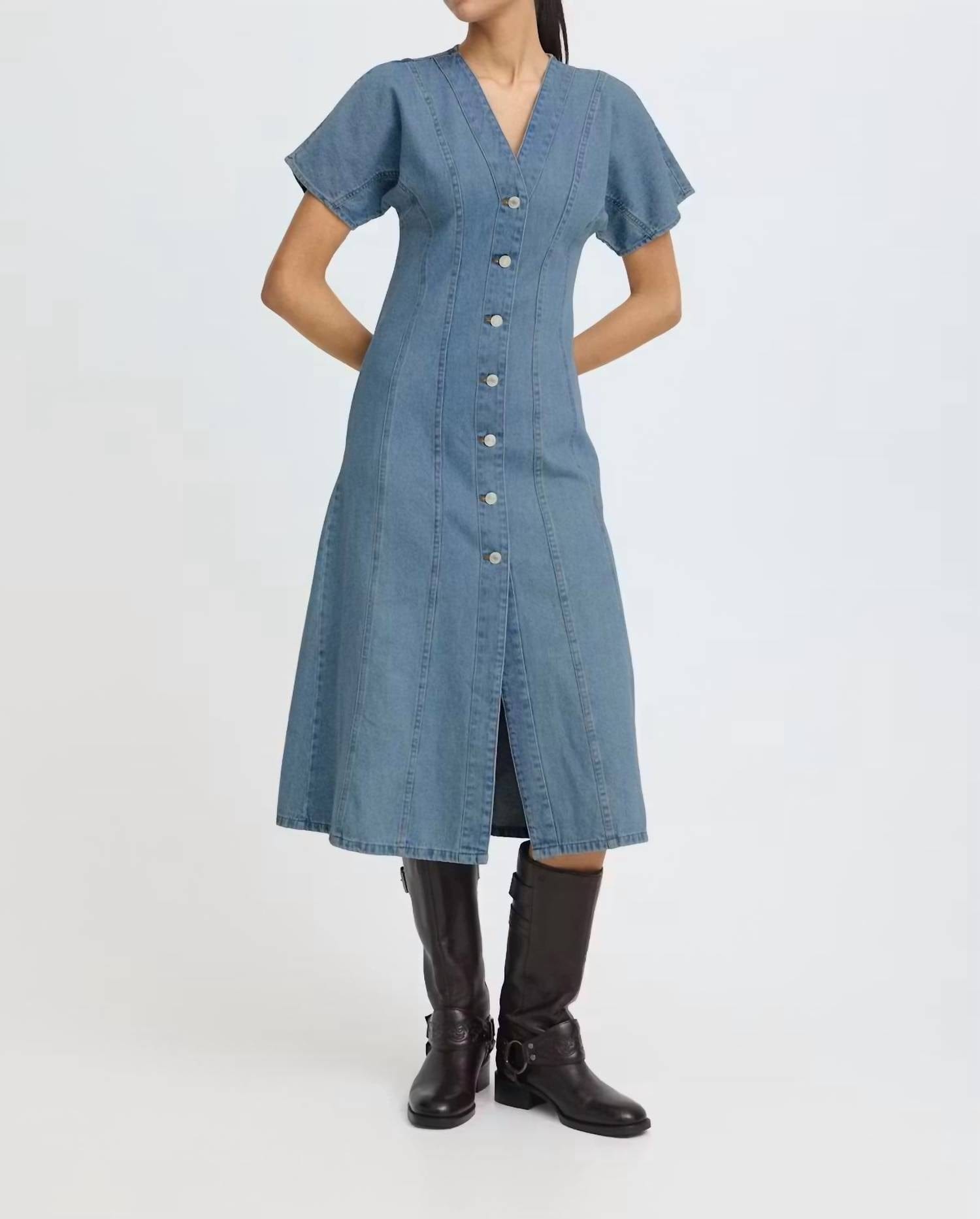 Blue Bykapuca Dress In Mid Blue Denim